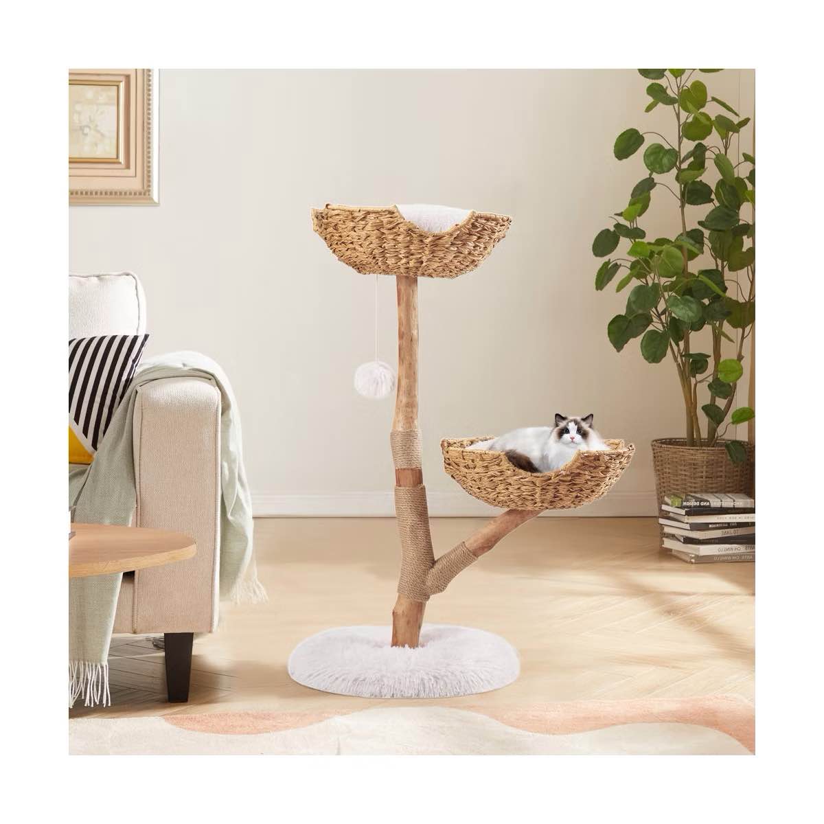 Unipaws 41-Inch Basket Bed Cat Tree, White UH5259