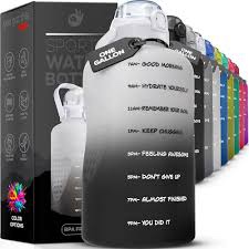 motivational water bottle 128 oz black 