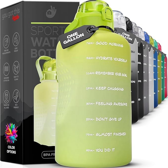 1 gallon motivational water bottle assorted colors 