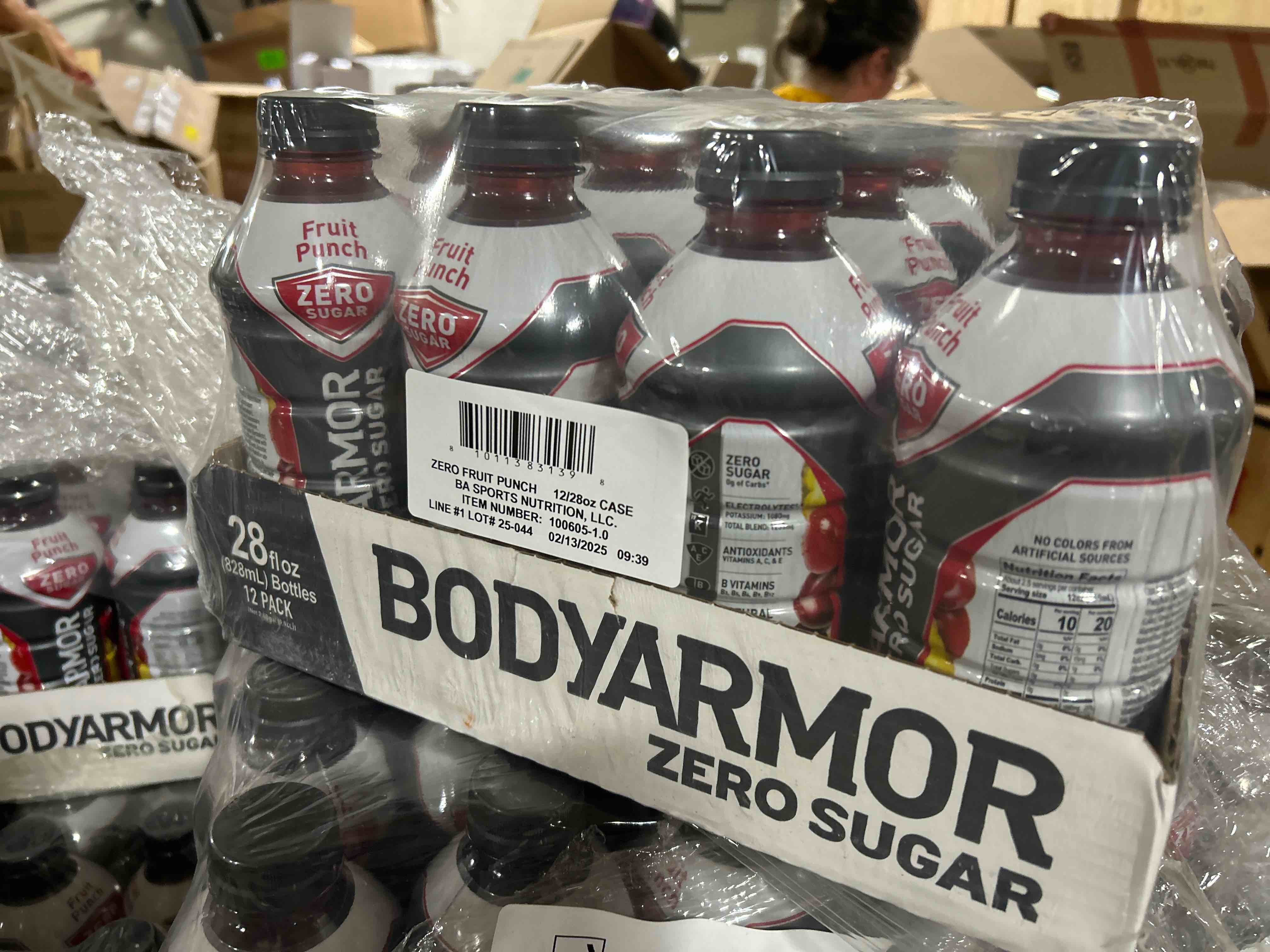 Condition photo showing Brand New for case of 12 body armor zero sugar, fruit punch 28 ounce bottles best by 2/13/25