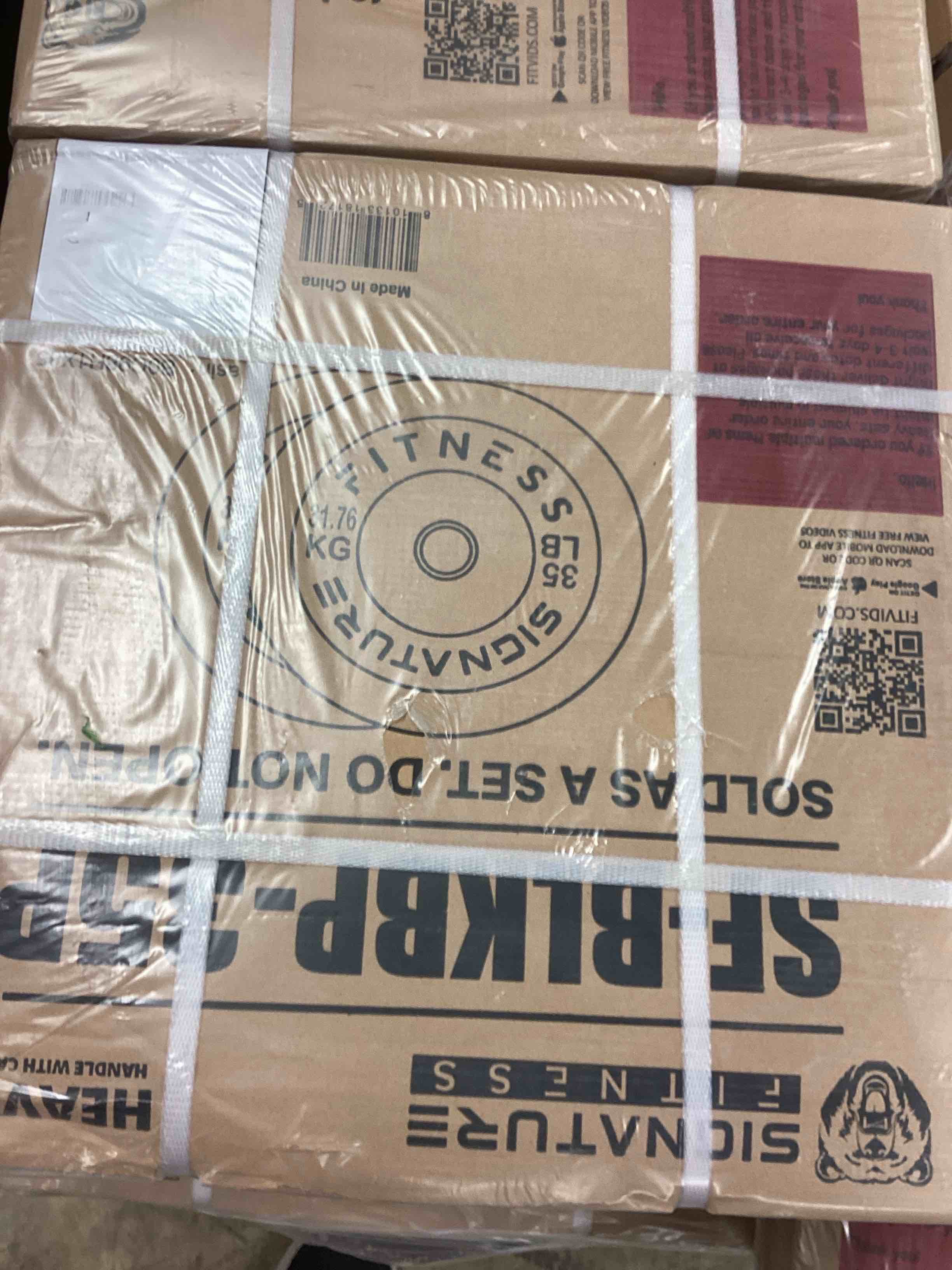 Condition photo showing New/Like New for Signature Fitness 2" Olympic Bumper Plate Weight Plates with Steel Hub, Pairs, Sets or Sets with 7FT Olympic Barbell, Multiple Options