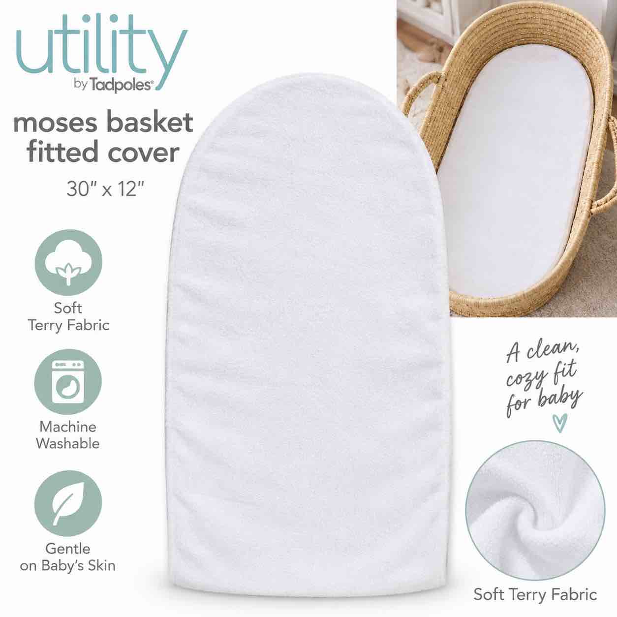 Utility by Tadpole Moses Basket Fitted Cover 30” x 12”  