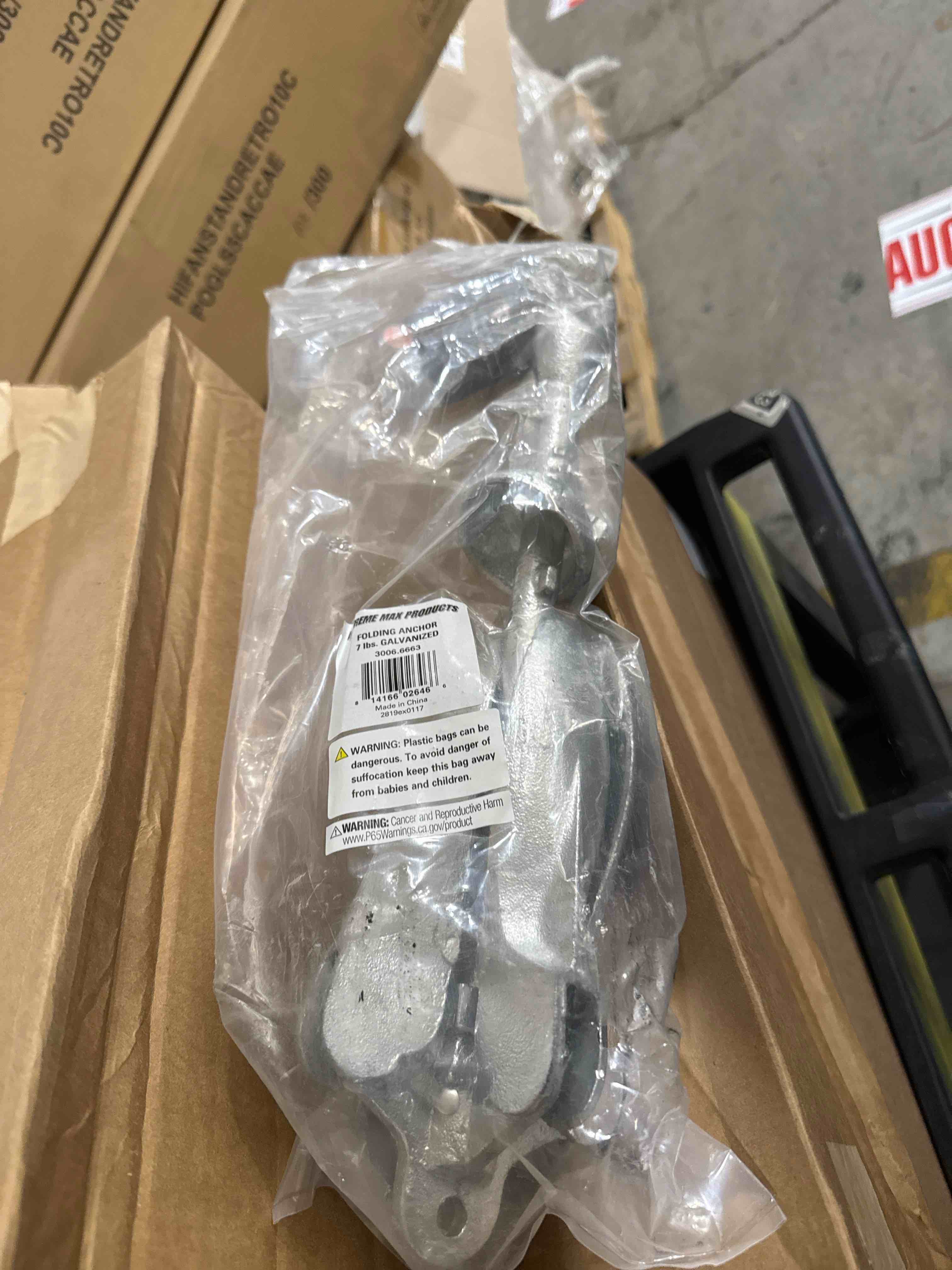 Condition photo showing Brand New for extreme max 3006.6663 boattector galvanized folding/grapnel anchor - 7 lbs.