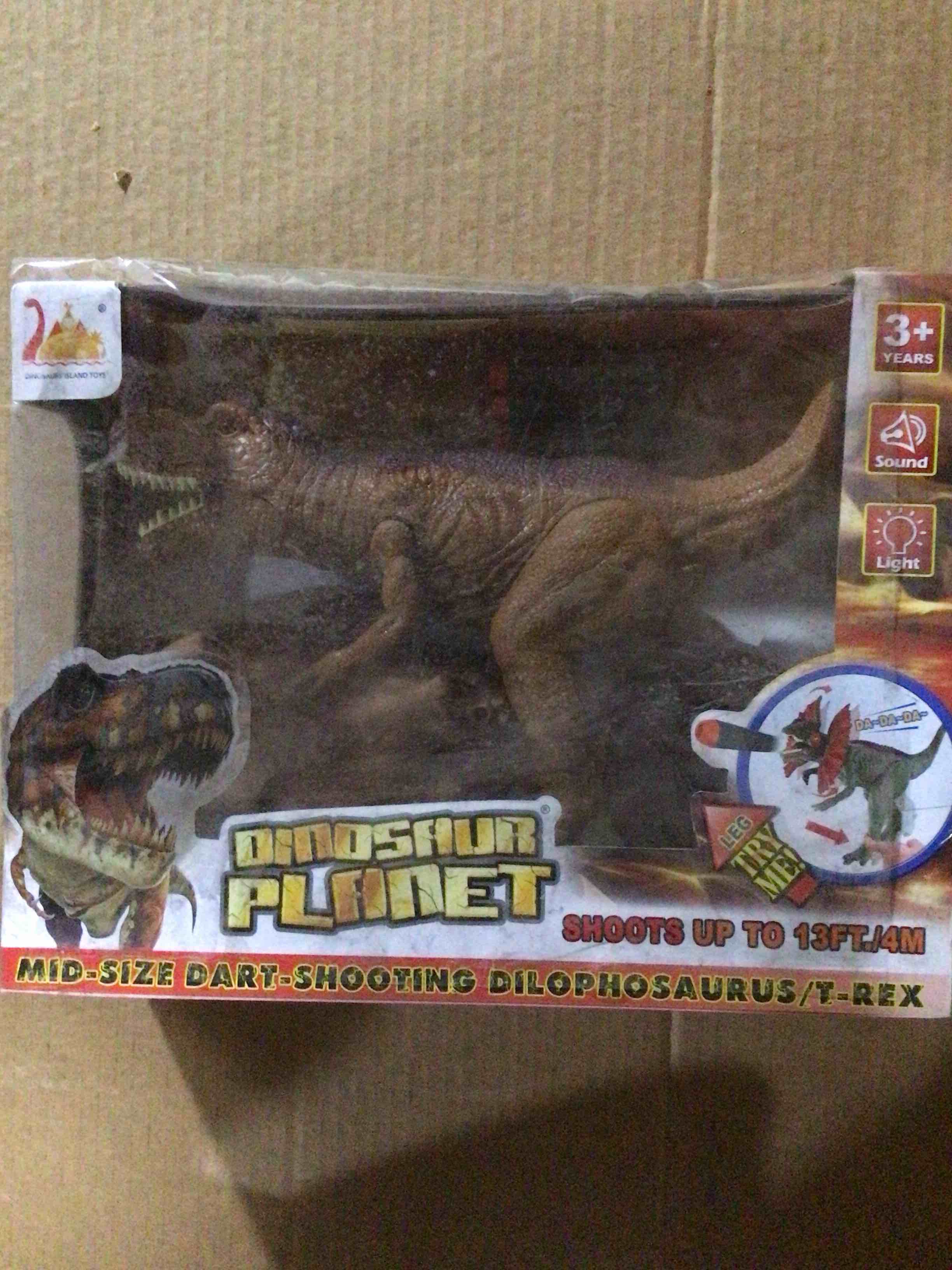 Condition photo showing New/Like New for Dino Planet Dinosaur Foam Dart Gun T-Rex Toy - Realistic Tyrannosaurus Rex Model for Kids with Shooting Roaring Sounds and Light Up Eyes
