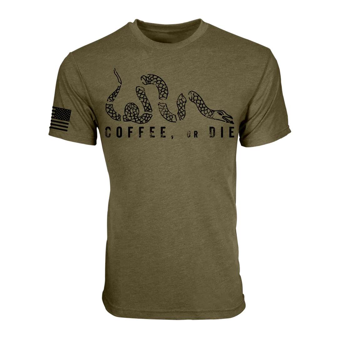 (size Medium)Black rifle, coffee, company, coffee, or die shirt, military green, medium