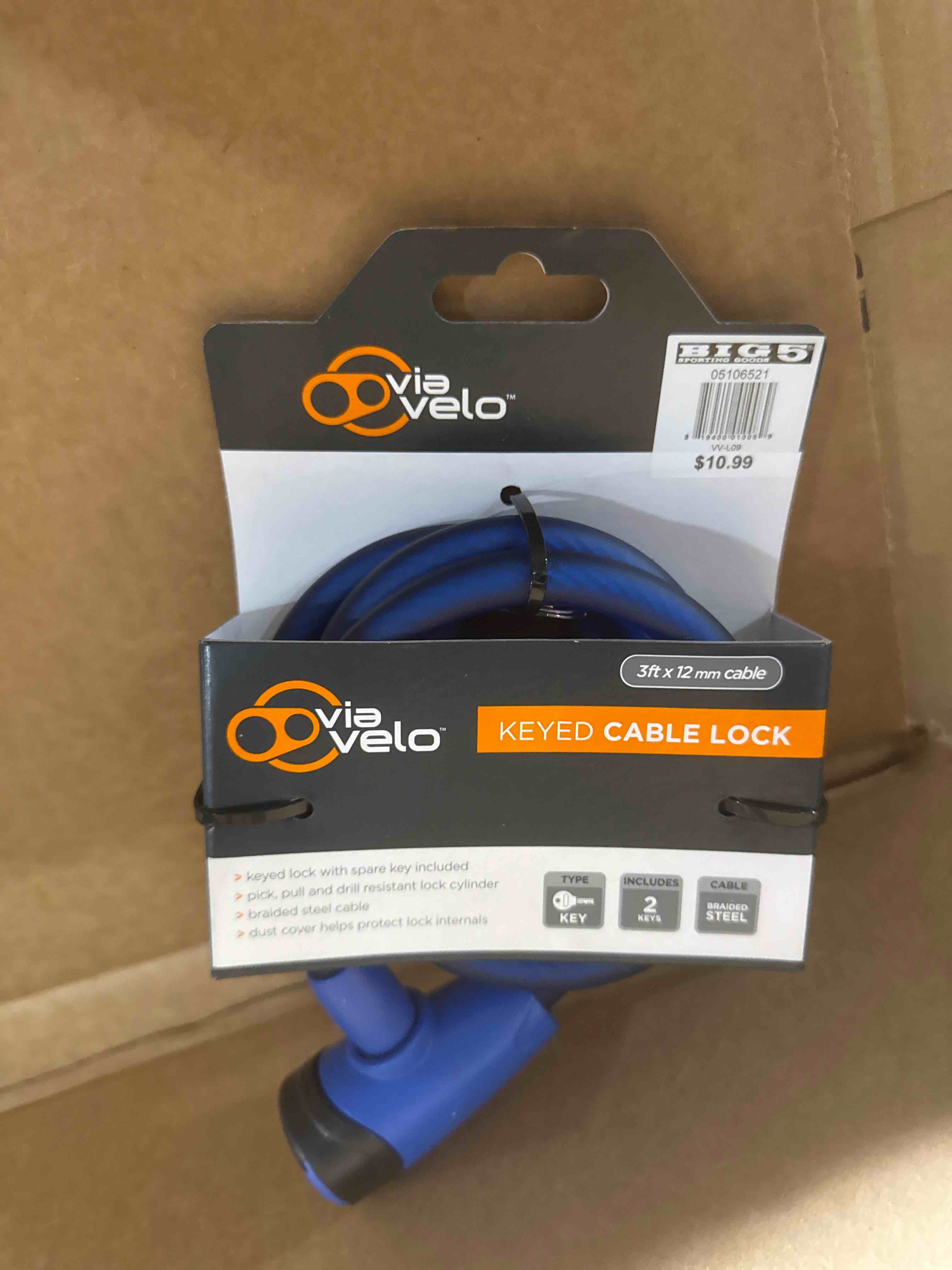 In-gauge Keyed Cable Bike Lock, Series 3000 In Blue, Bicycle Lock 10mm X 2.5ft