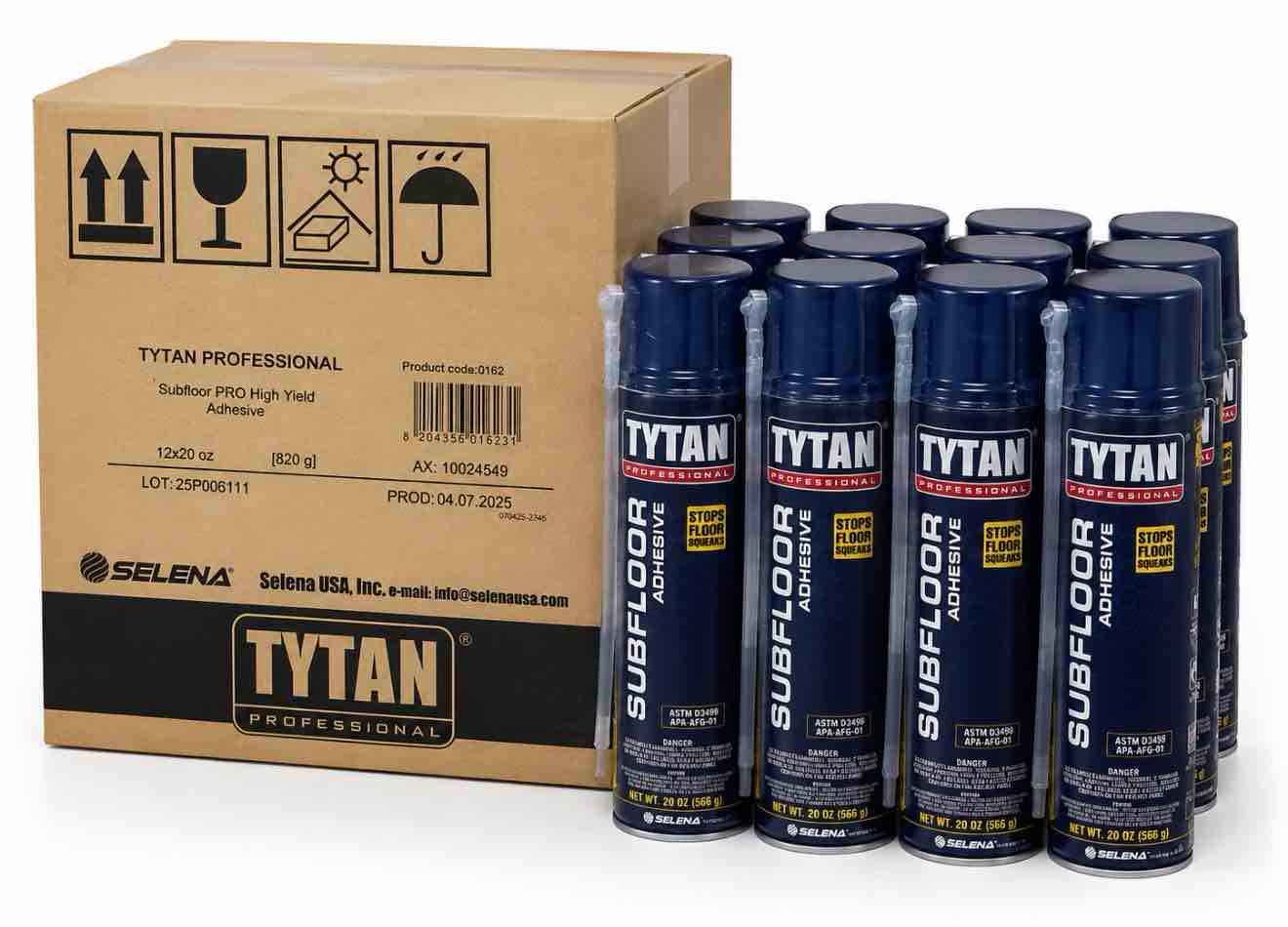 TYTAN Professional 00162-HYA Subfloor Pro High Yield Adhesive, 20 oz. Straw, Amber, Can (Pack of 12)