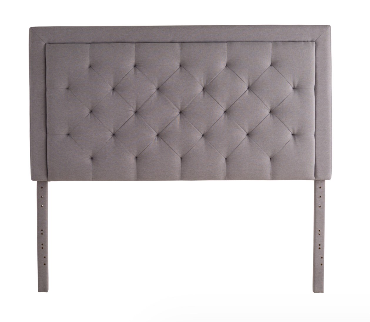 58 Inch Full Grey Upholstered Headboard with Diamond Tufting