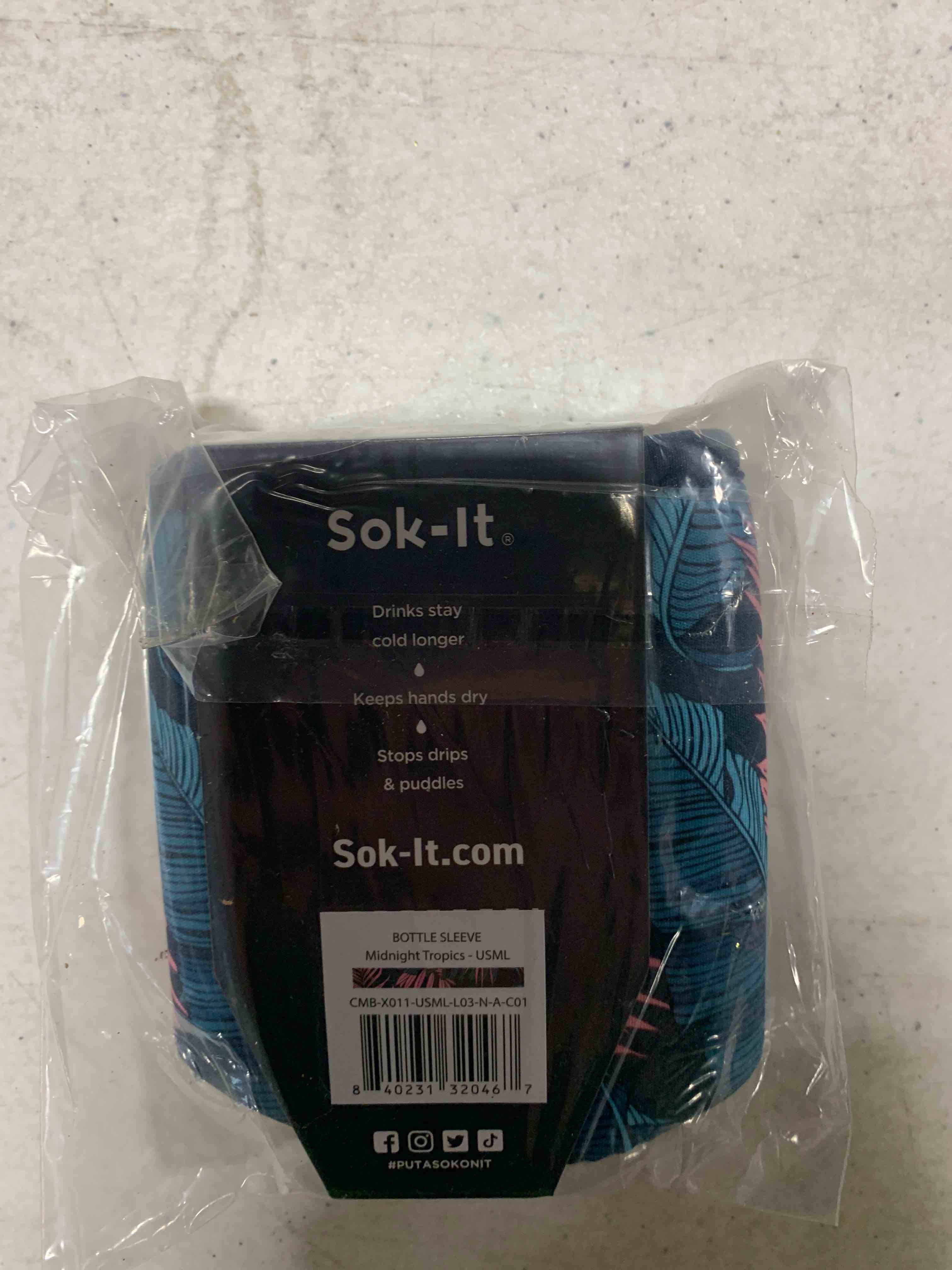 Condition photo showing New/Like New for Sok It BotlSok Water Bottle Sleeve Insulated Neoprene Cover (Midnight Tropics, Fits 12oz CamelBak or Nalgene)