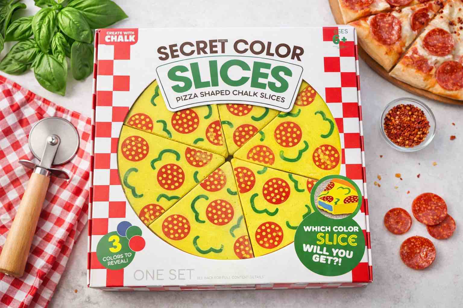 Secret Color Pizza Slices pizza shaped chalk slices