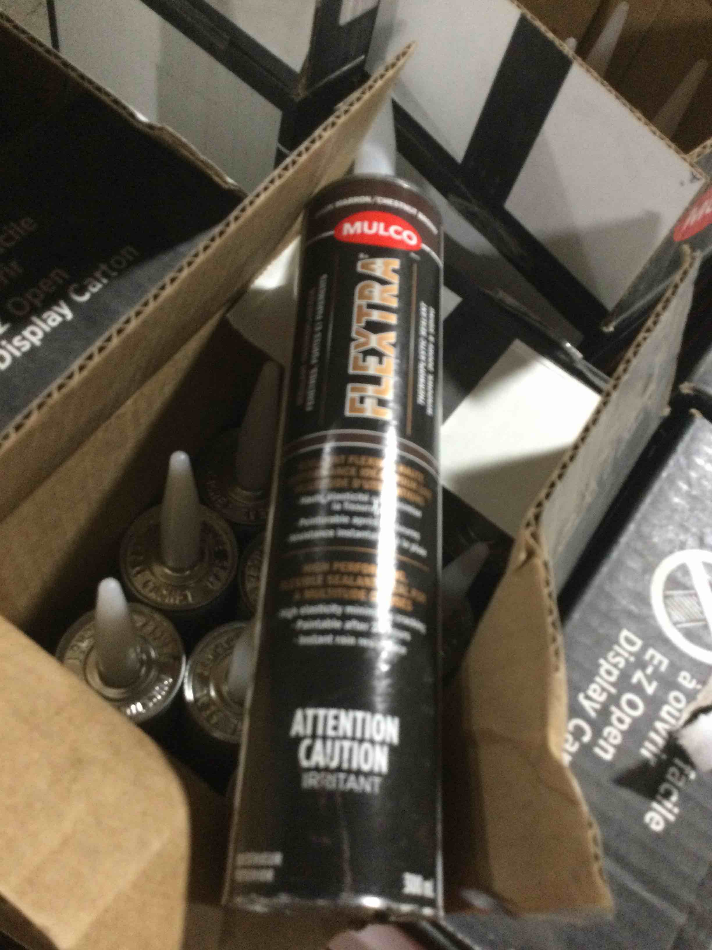 case of 12 mulco flextra 473296 plastic sealant- chestnut brown