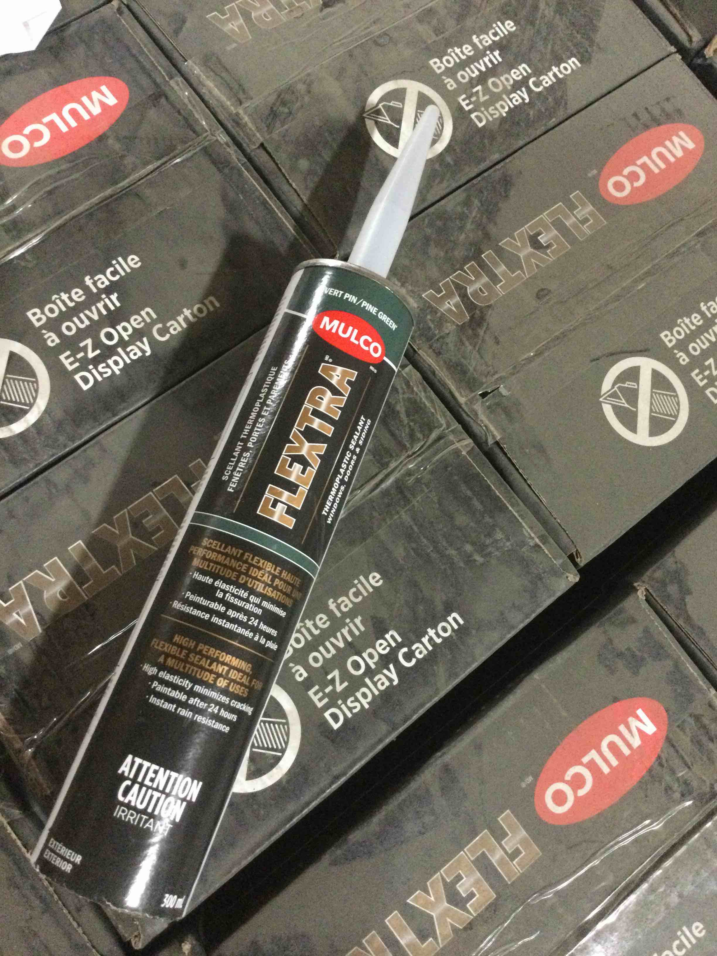 case of 12 mulco 12x300 flextra thermal plastici sealant-pine green
