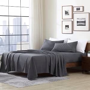 Cathay Home Essentials Ultra Soft Hypoallergenic Wrinkle Resistant Double Brushed Microfiber Bedding Sheet Set, Grey, Twin XL 3 pieces 