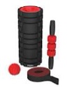 fitrx recovery fitness set textured foam roller massage stick ball and stretch strap black / red