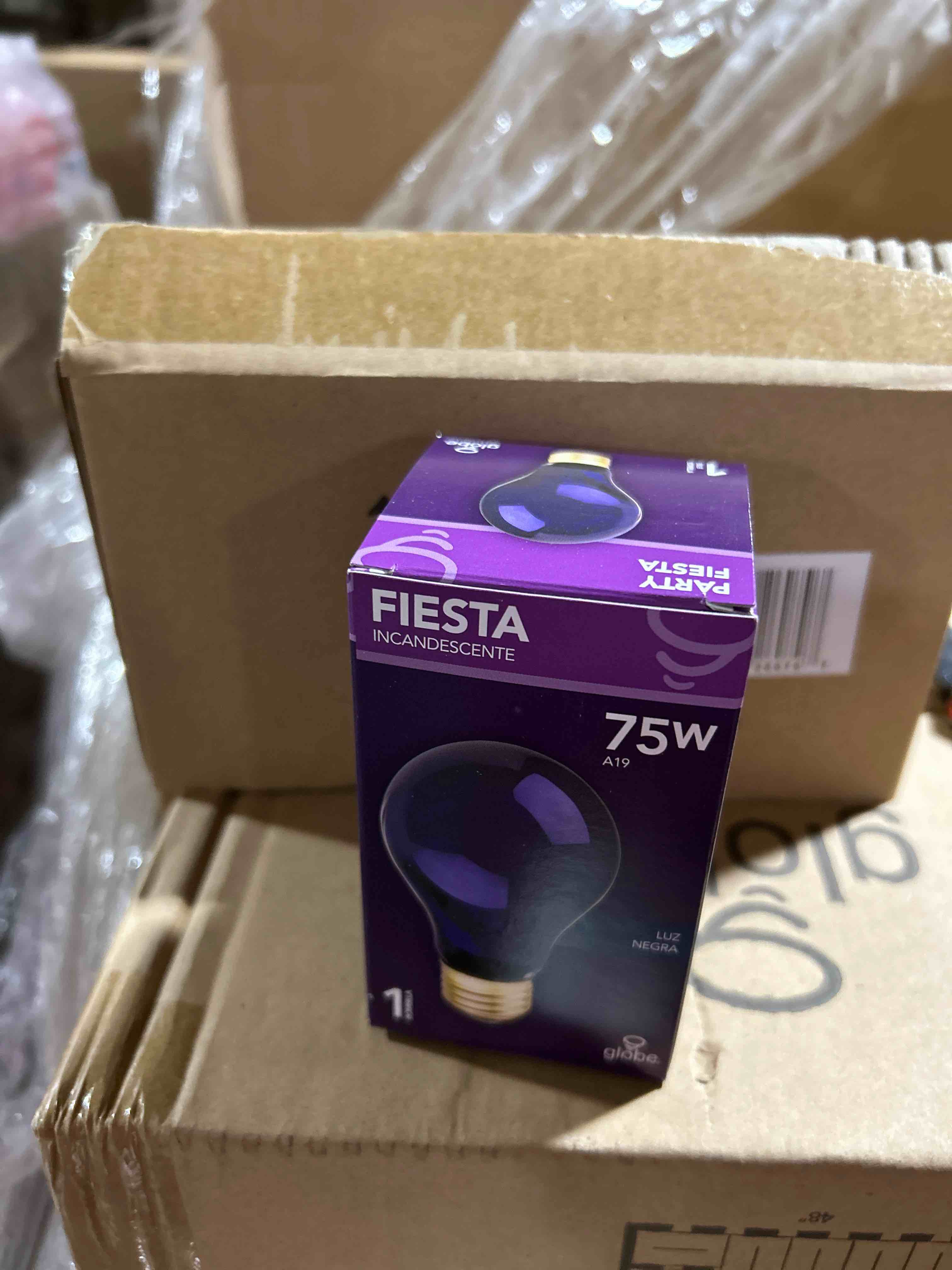 Condition photo showing Brand New for case of 3 globe electric 2697901 black single 75 watt a19 blacklight incandescent
