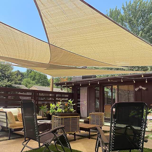 AsterOutdoor HDPE Sun Shade Sail 10’ x 10’ x 10’ assorted colors 