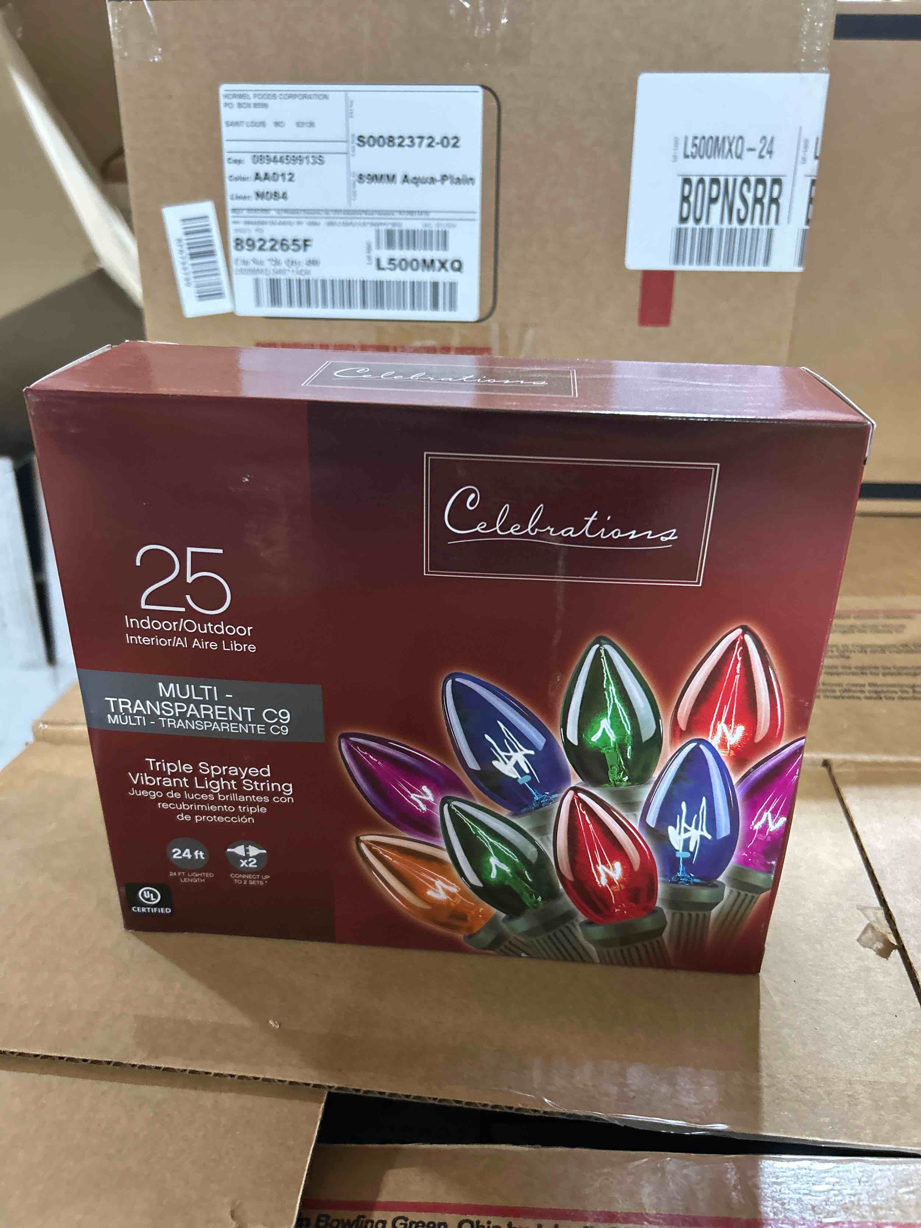 Celebrations C42u4211 C9 Light Set, 25', Transparent, 25 Multi-Color Bulbs