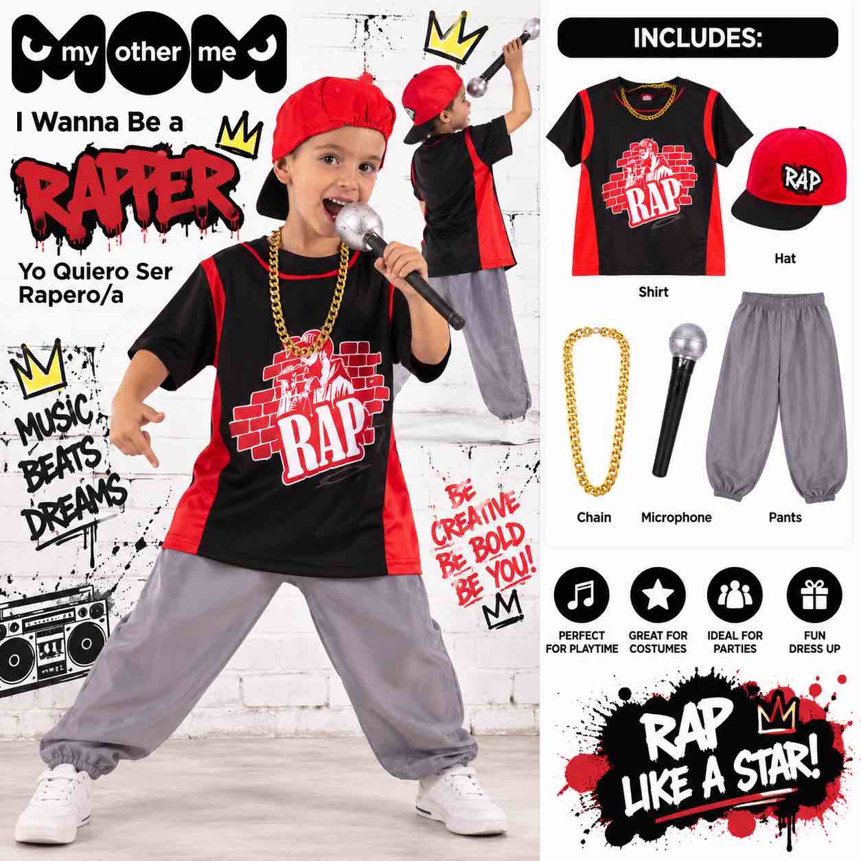 Size 5-7Y My Other Me ‘ I Wanna Be a Rapper’ Kids Costume 