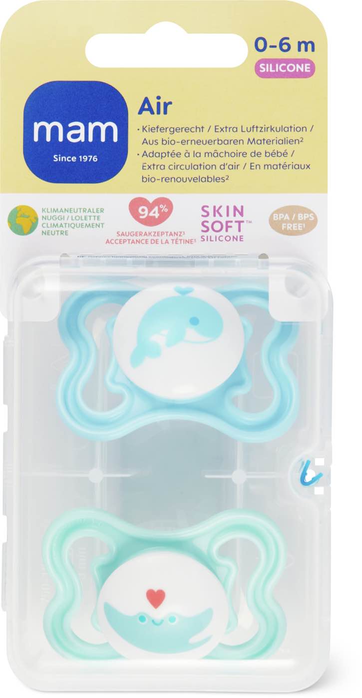 MAM Mini Air Age 0-6 Months Pacifier in Blue 2 Pack