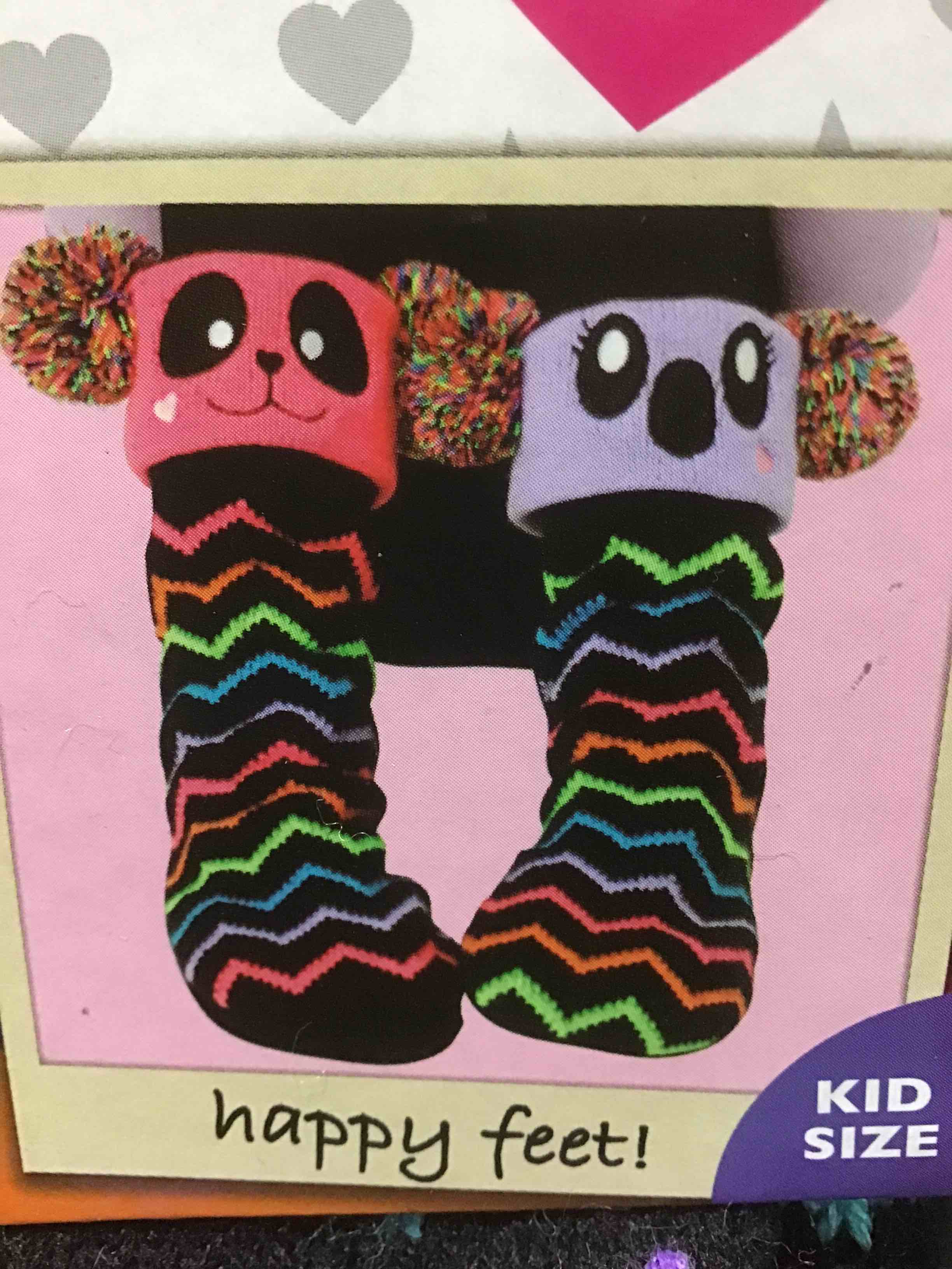 little miss matched comfy critters knit slipper socks panda & koala kid sizes