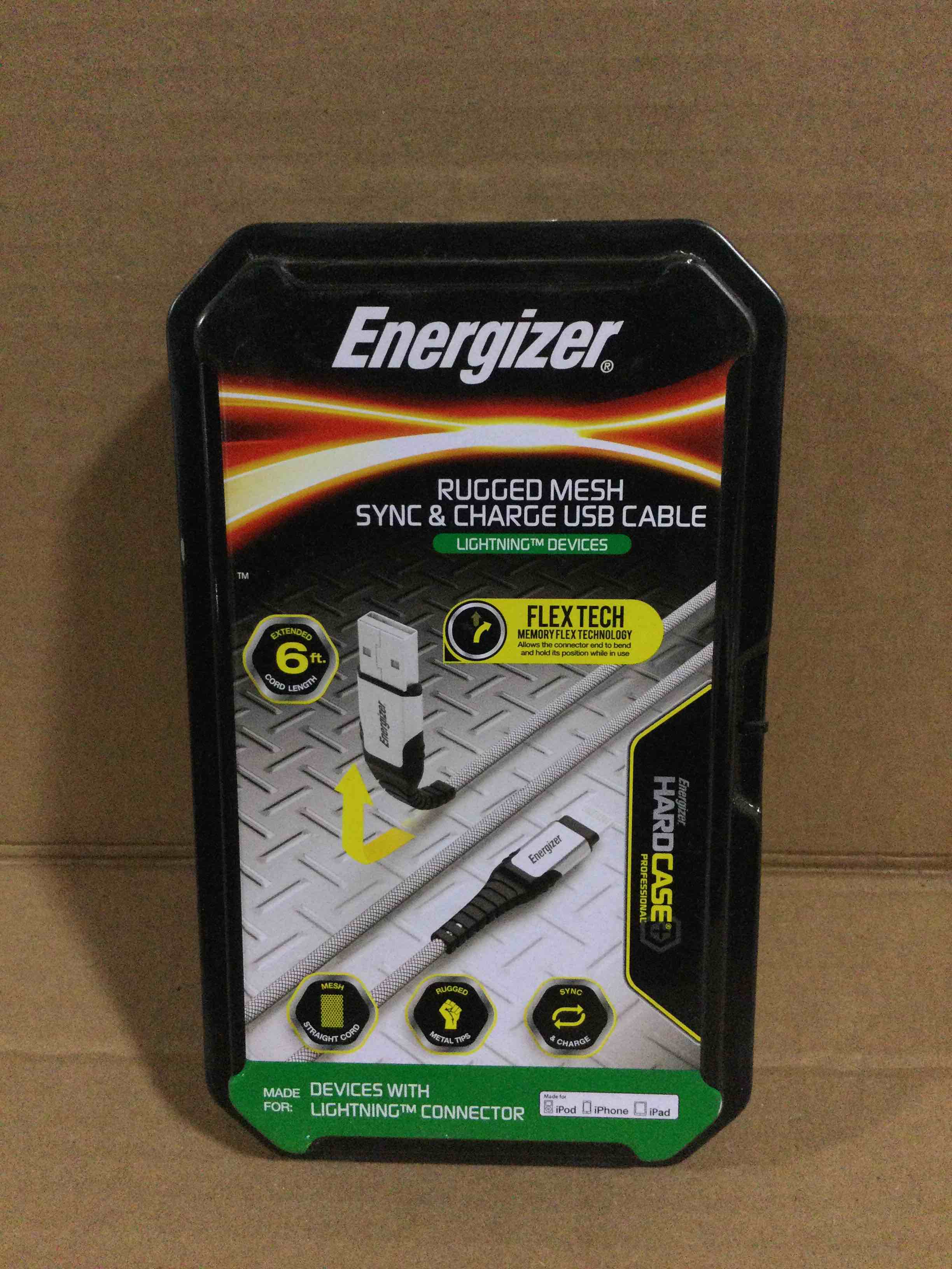 energizer rugged mesh sync & charge usb cable 