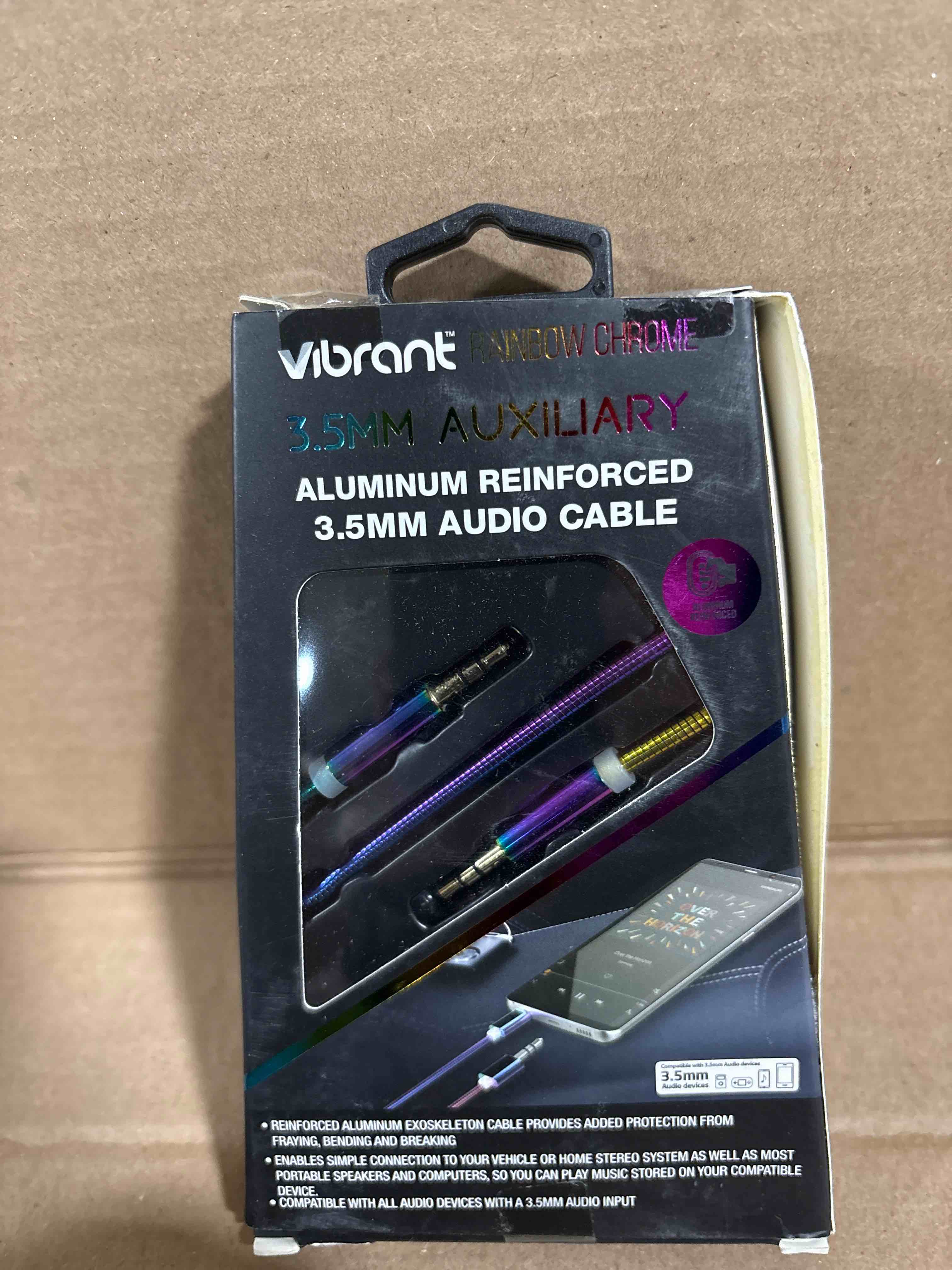 VBRAUX 3.5 mm Aux Cable Aluminum Reinforced