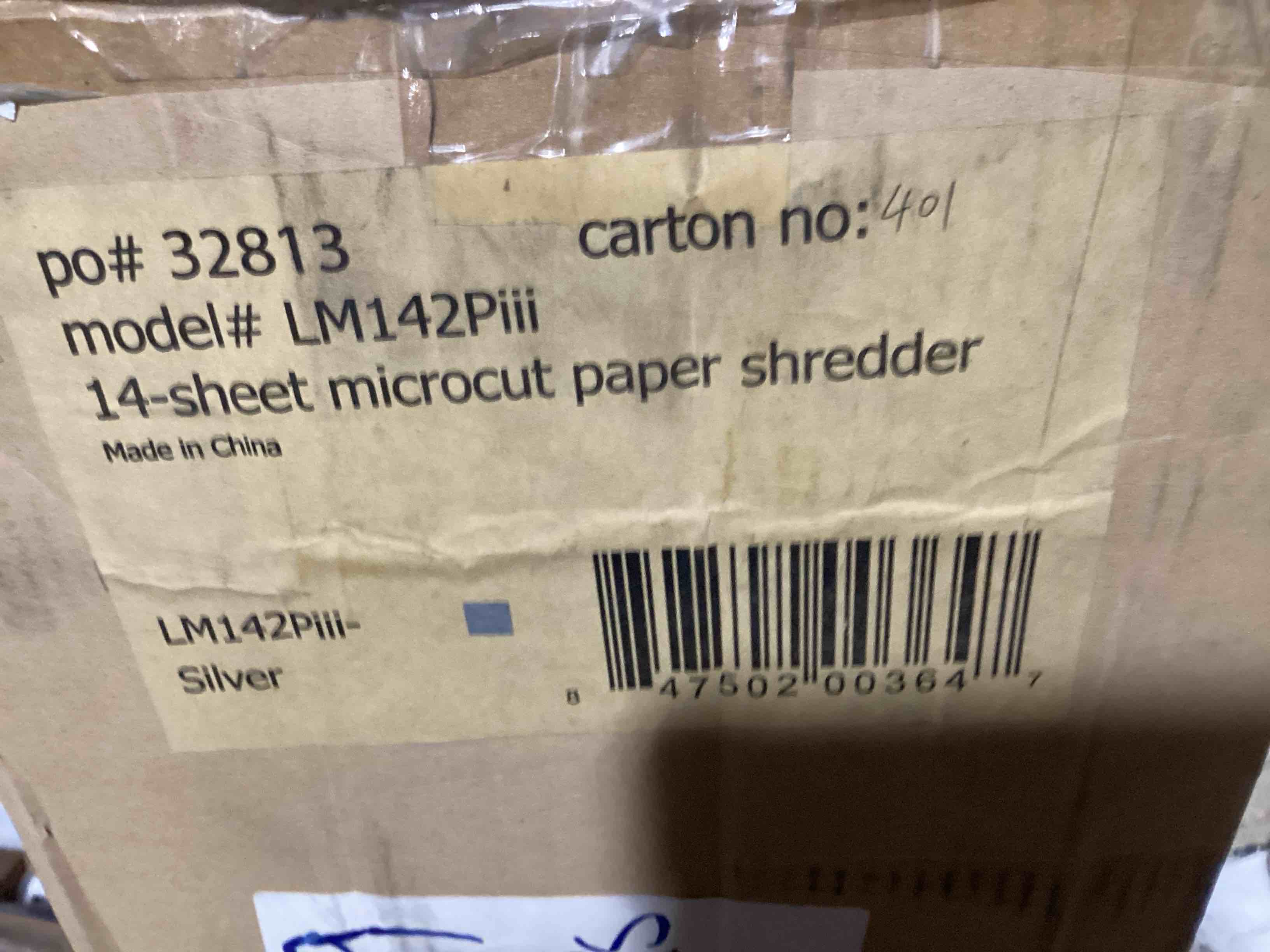 Condition photo showing Brand New for The Embassy Elite 14-sheet shredder in silver is a high-security micro-cut device known for its sleek design and "auto-feed" capabilities.