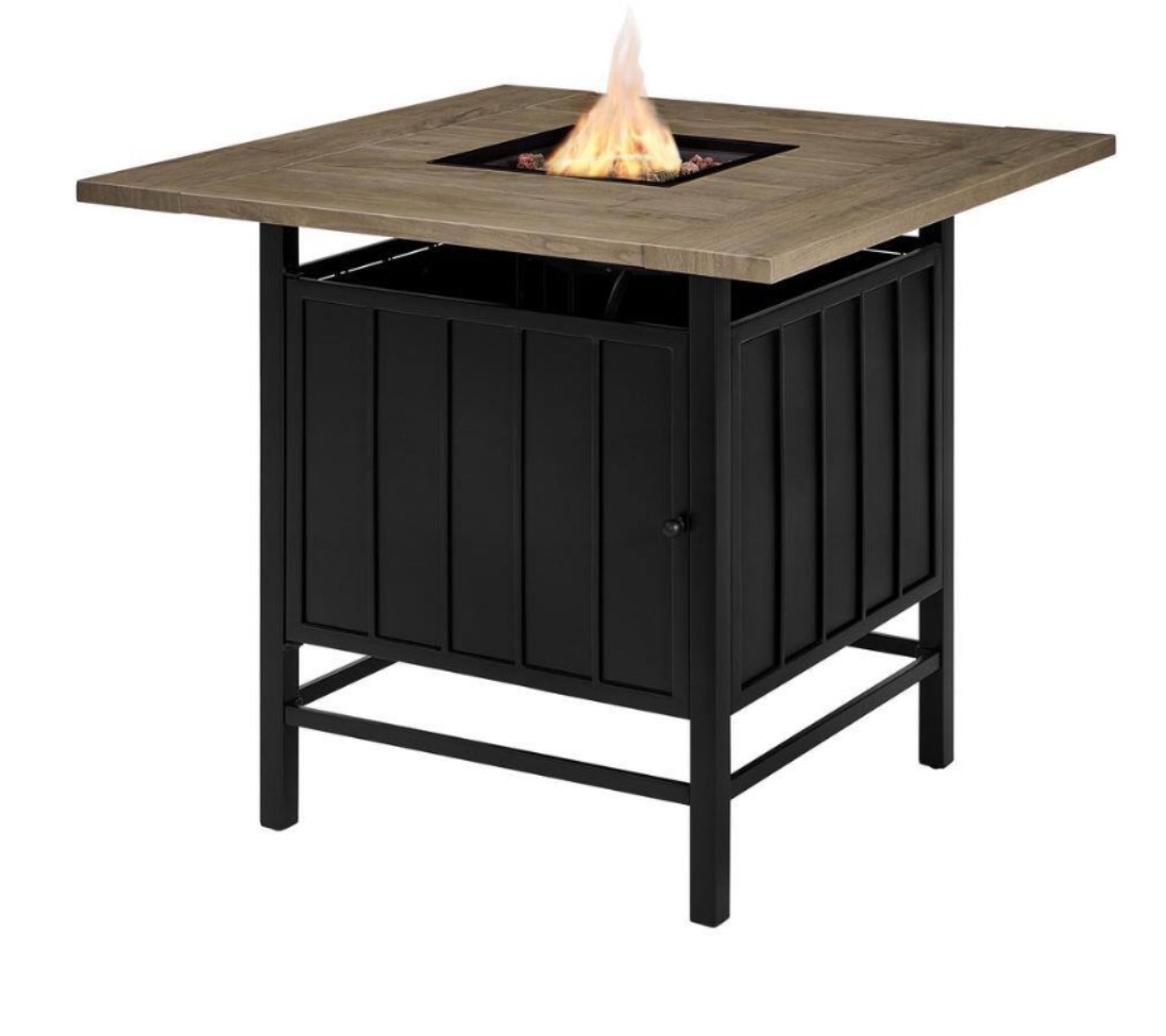 Wenmare 41.93 in. W 40000 Btu Brown Steel Propane Outdoor Fire Pit with Fire Glass (FHTS80315)