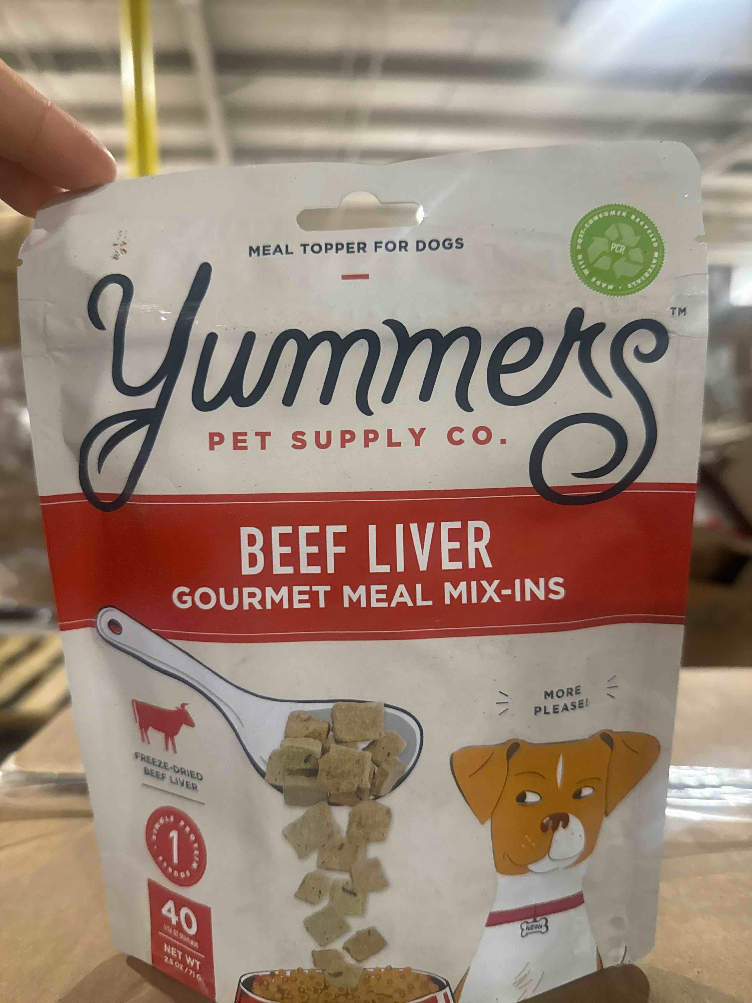 Condition photo showing Brand New for case of 24 yummers freeze-dried beef liver dog food topper, 2.5 oz.