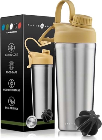 assorted colors Protein Shaker Bottle Stainless Steel, 26 oz Insulated Shaker Bottles for Protein Mixes Keeps COLD for 30 hours, ADDED 2 Extra Ring Guards/Leakproof