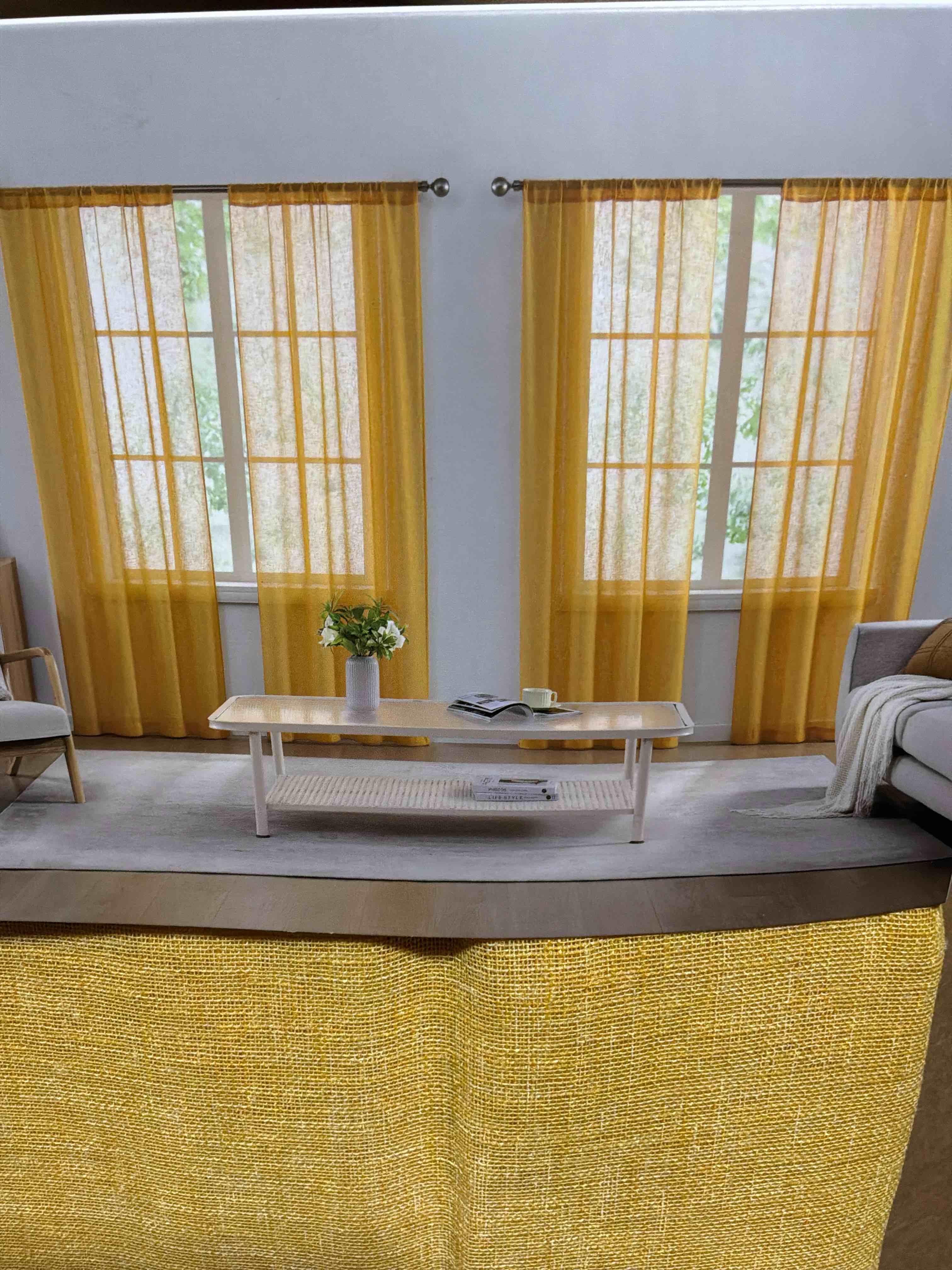 Kai Studio Rod Pocket Panels Curtain Capri Sheer Voilage 4-38 x 84in ( 4-97x213 cm)