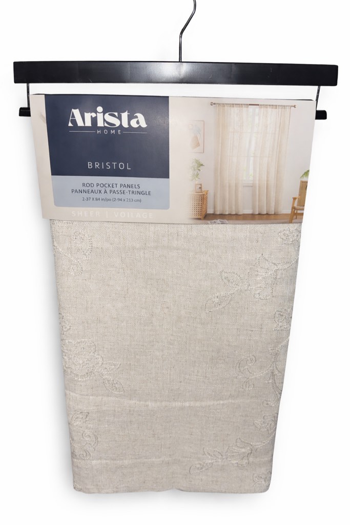 arista home bristol, rod pocket panels panneaux 2-37x84 in 