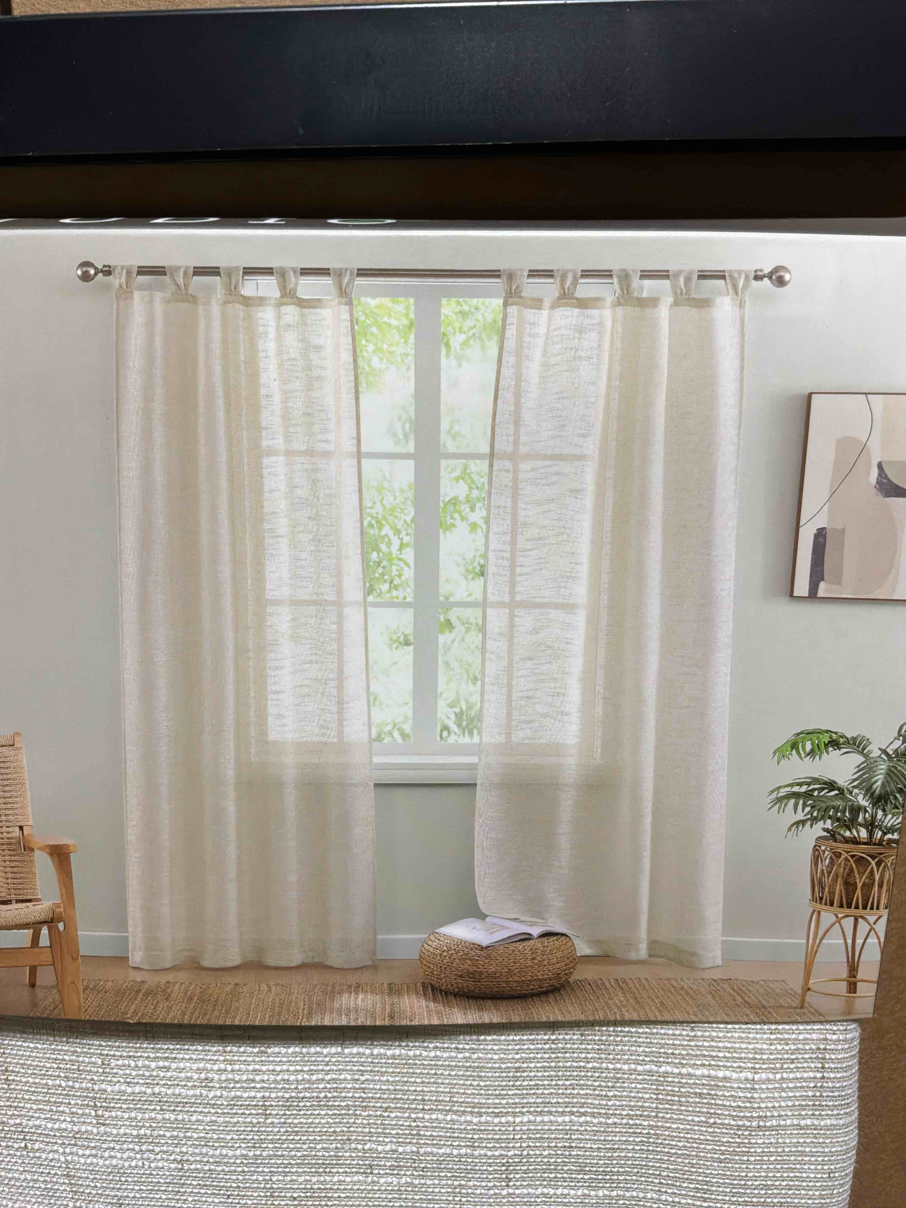 Kai Studio Vivi 2 Fan Tab Curtain Sheer Panels Rideaux Semitransparent 2-37 x 108 ( 94x274 cm)