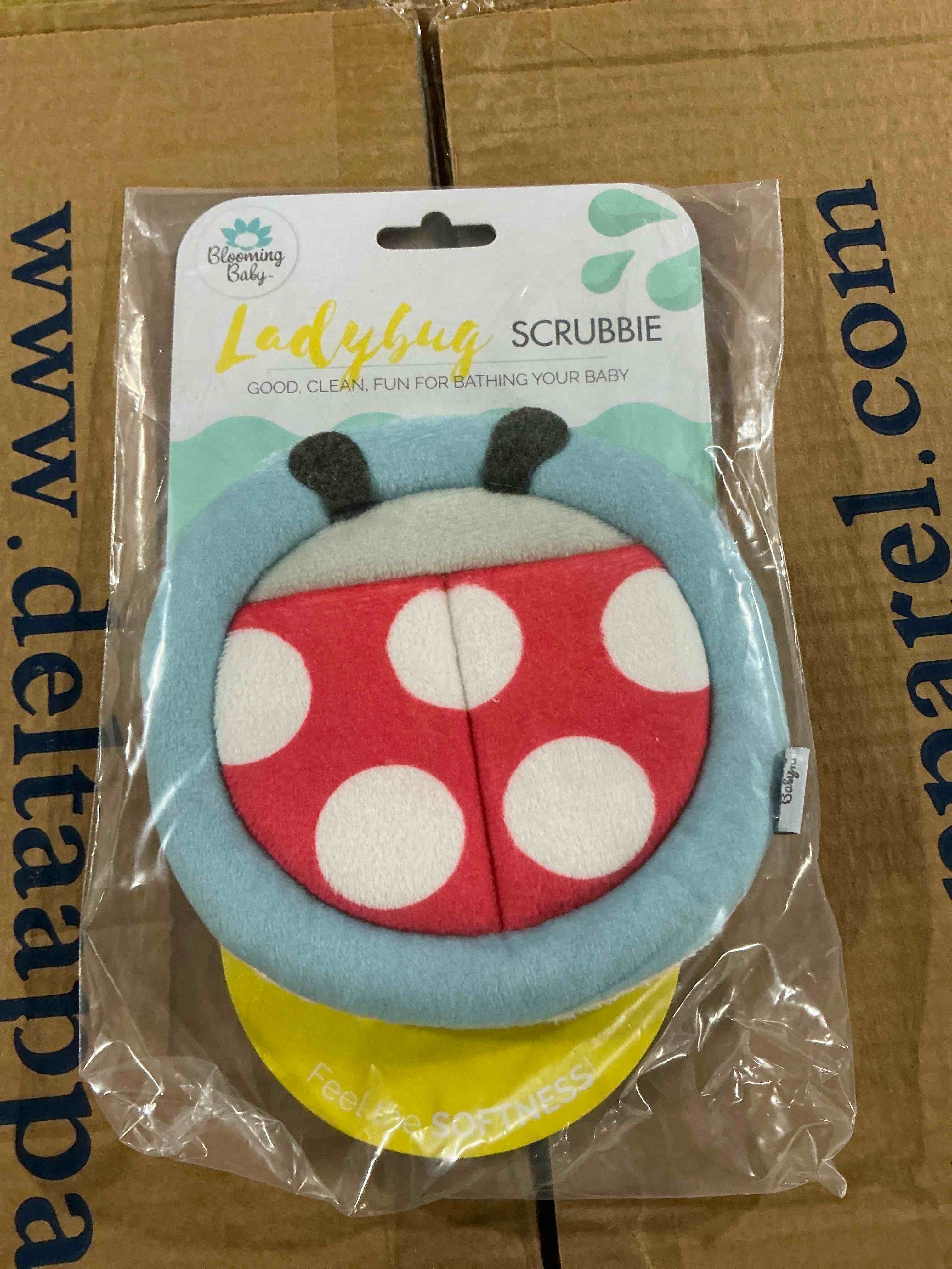 Blooming Bath Scrubbie 7  Washcloth  Newborn and Baby  Ladybug