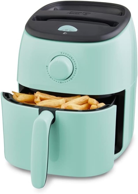 DASH Tasti-Crisp™ Electric Air Fryer Oven, 2.6 Qt., Aqua – Compact Air Fryer for Healthier Food in Minutes, Ideal for Small Spaces - Auto Shut Off, Analog, 1000-Watt
