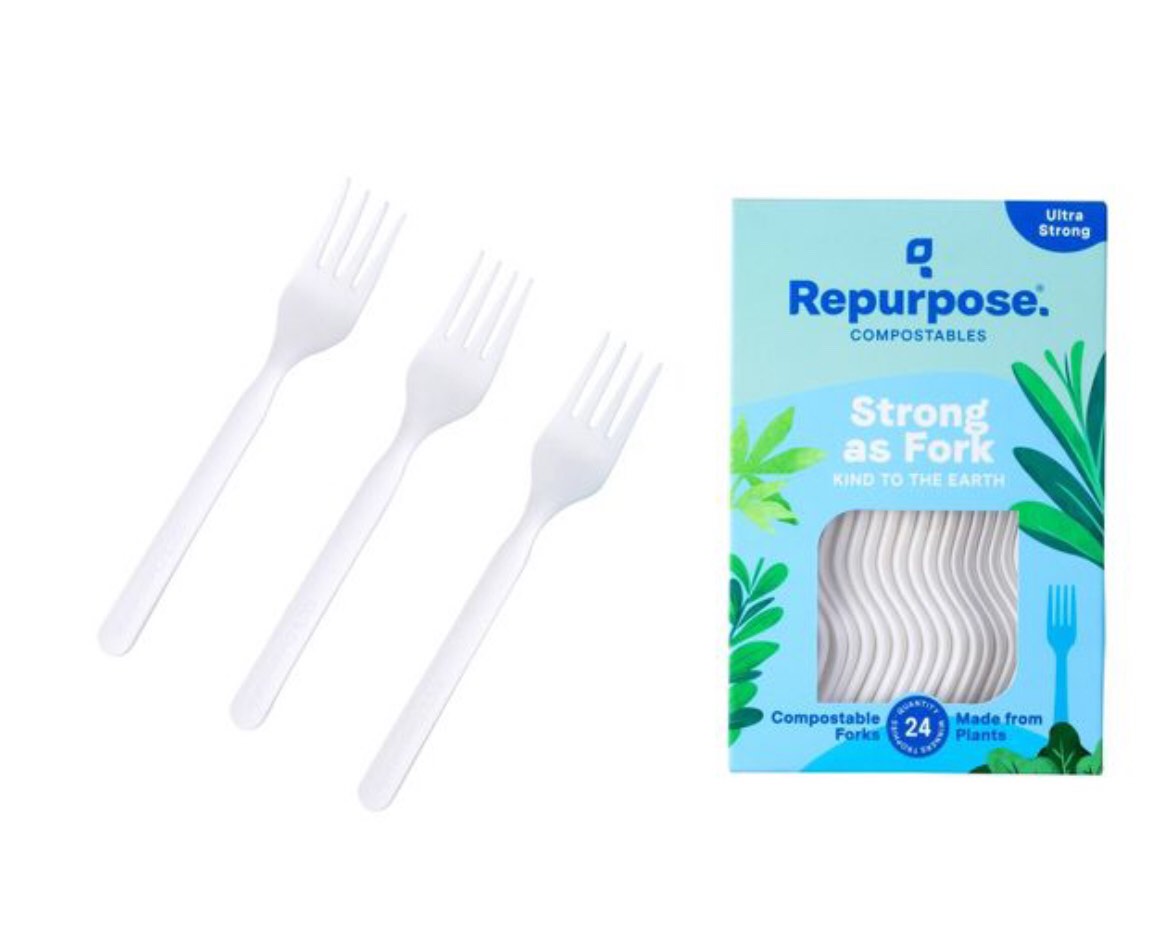 Repurpose Compostables High Heat Forks, 24 CT Disposable Tableware, Off-White