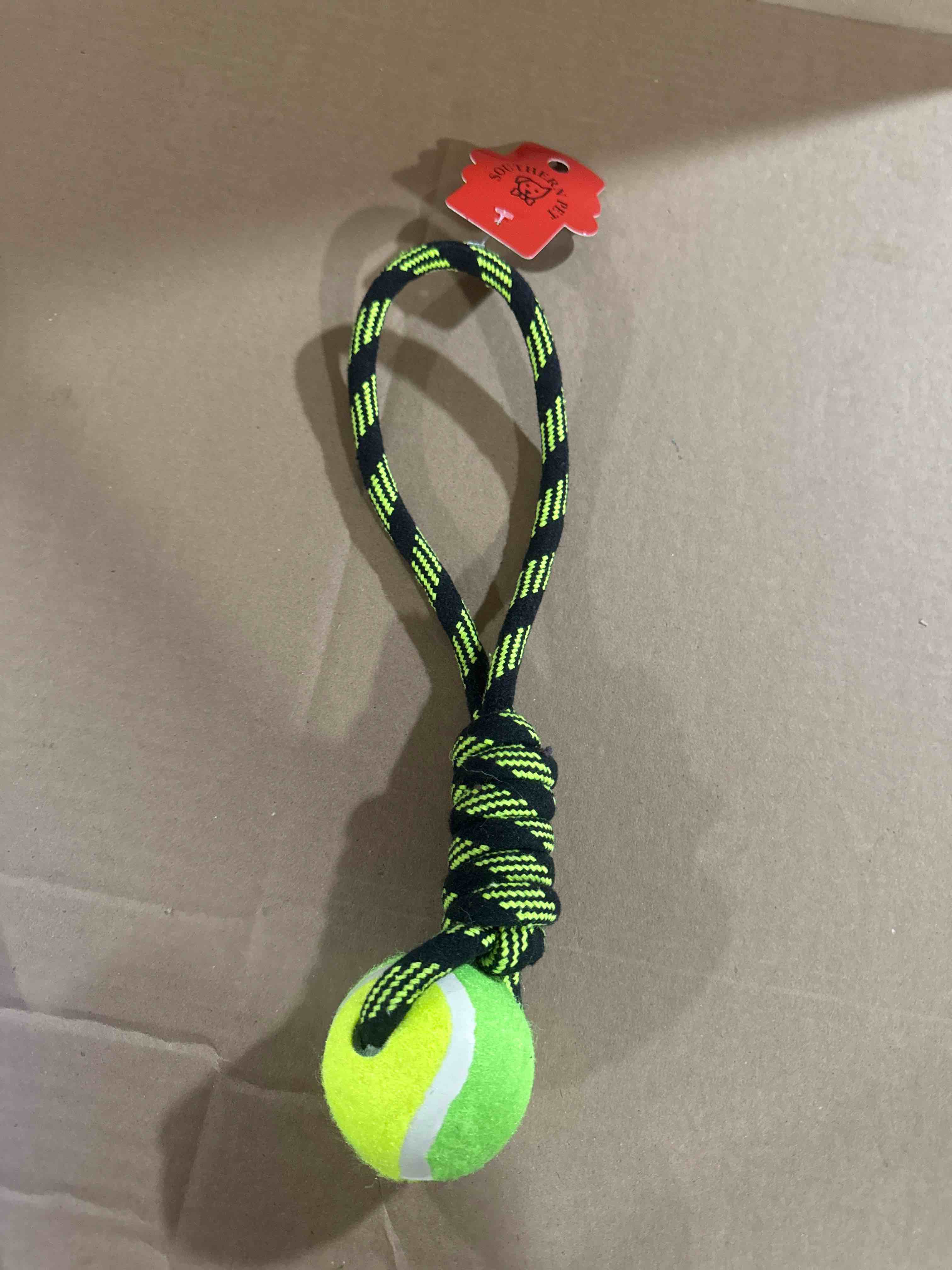 Condition photo showing New/Like New for southern pet dog toy rope with ball
