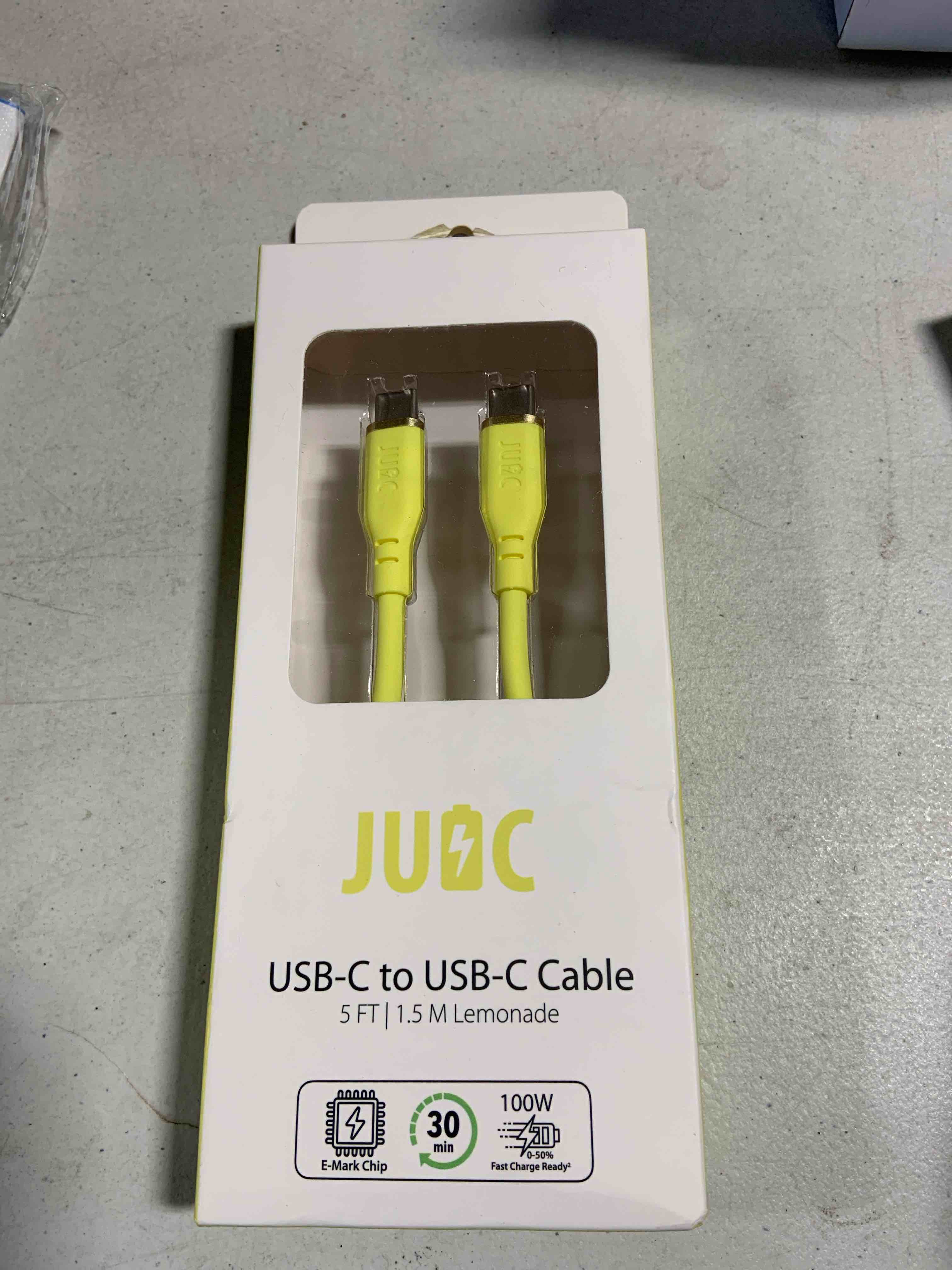 JUIC USB-C Fast Charge Charging Cable 100W 5ft 2.0 Type C PD Luxury Silicone Colorful for iPhone 15 Plus Pro Max MacBook Pro iPad Pro Air Mini Pixel Samsung Galaxy S23 Switch Steam PS5 (Yellow)