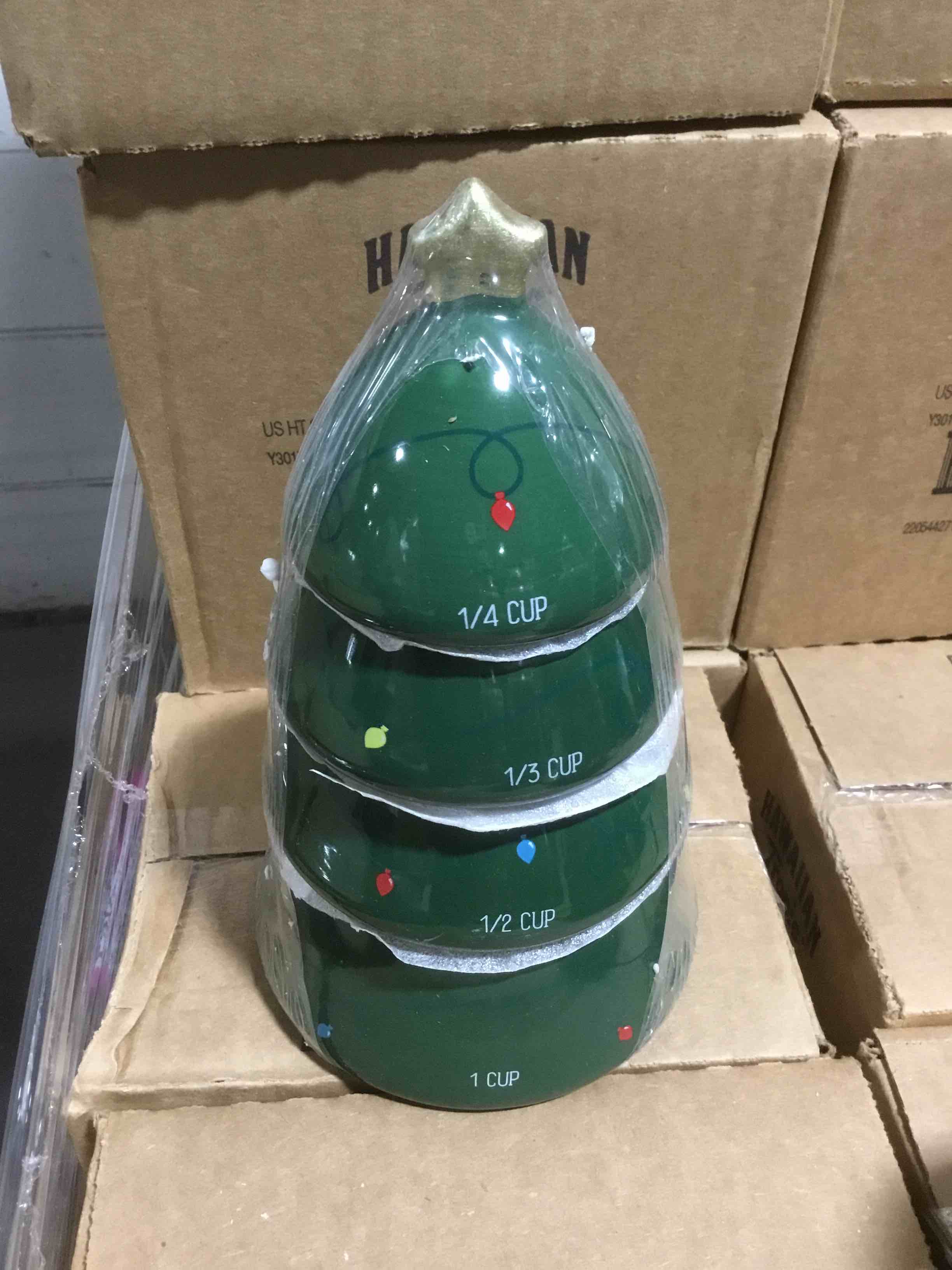 Condition photo showing Brand New for Novelty Ceramic Measuring Cups, Christmas Tree