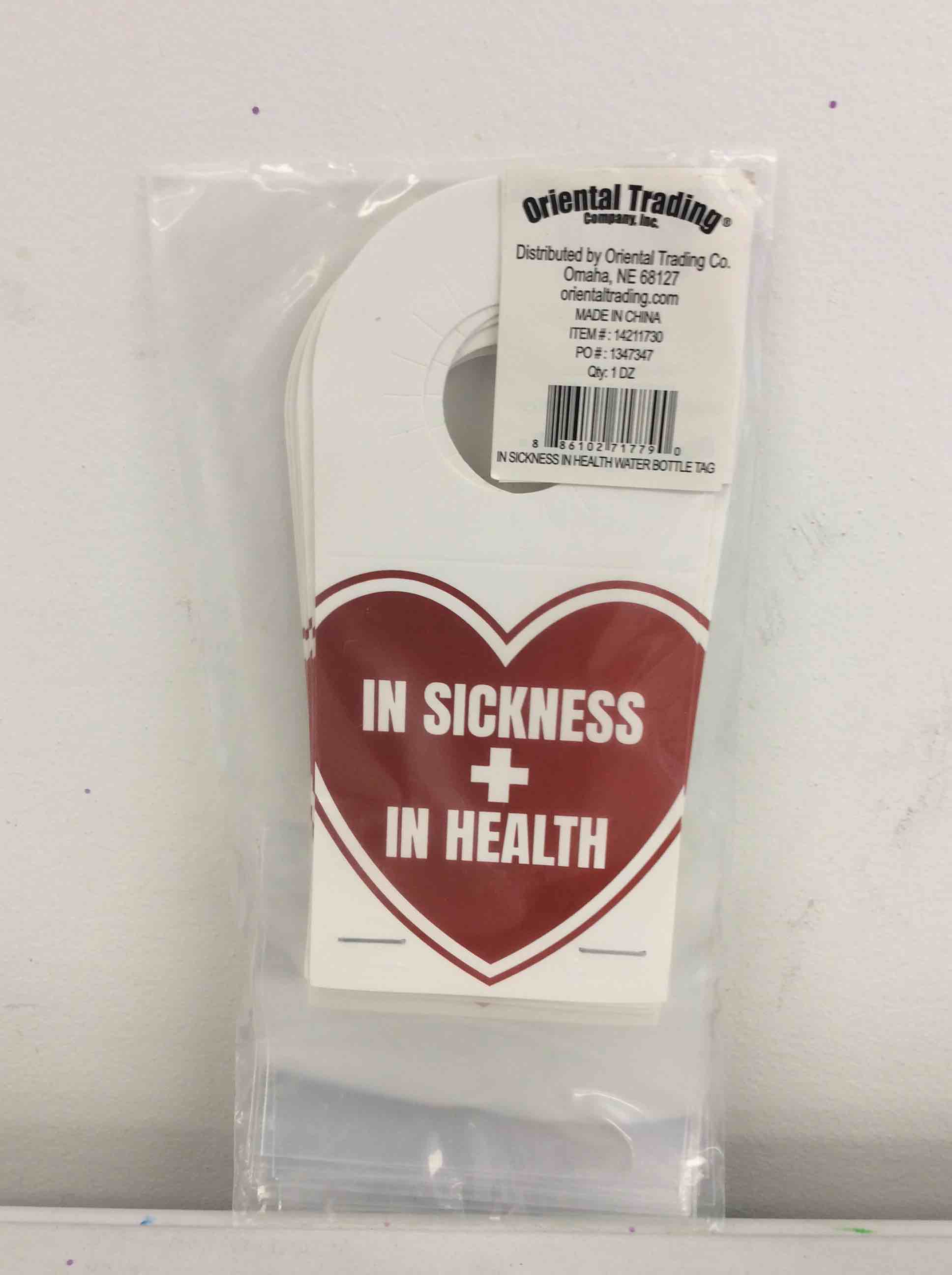 Condition photo showing New/Like New for fun express in sickness in health water bottle tag