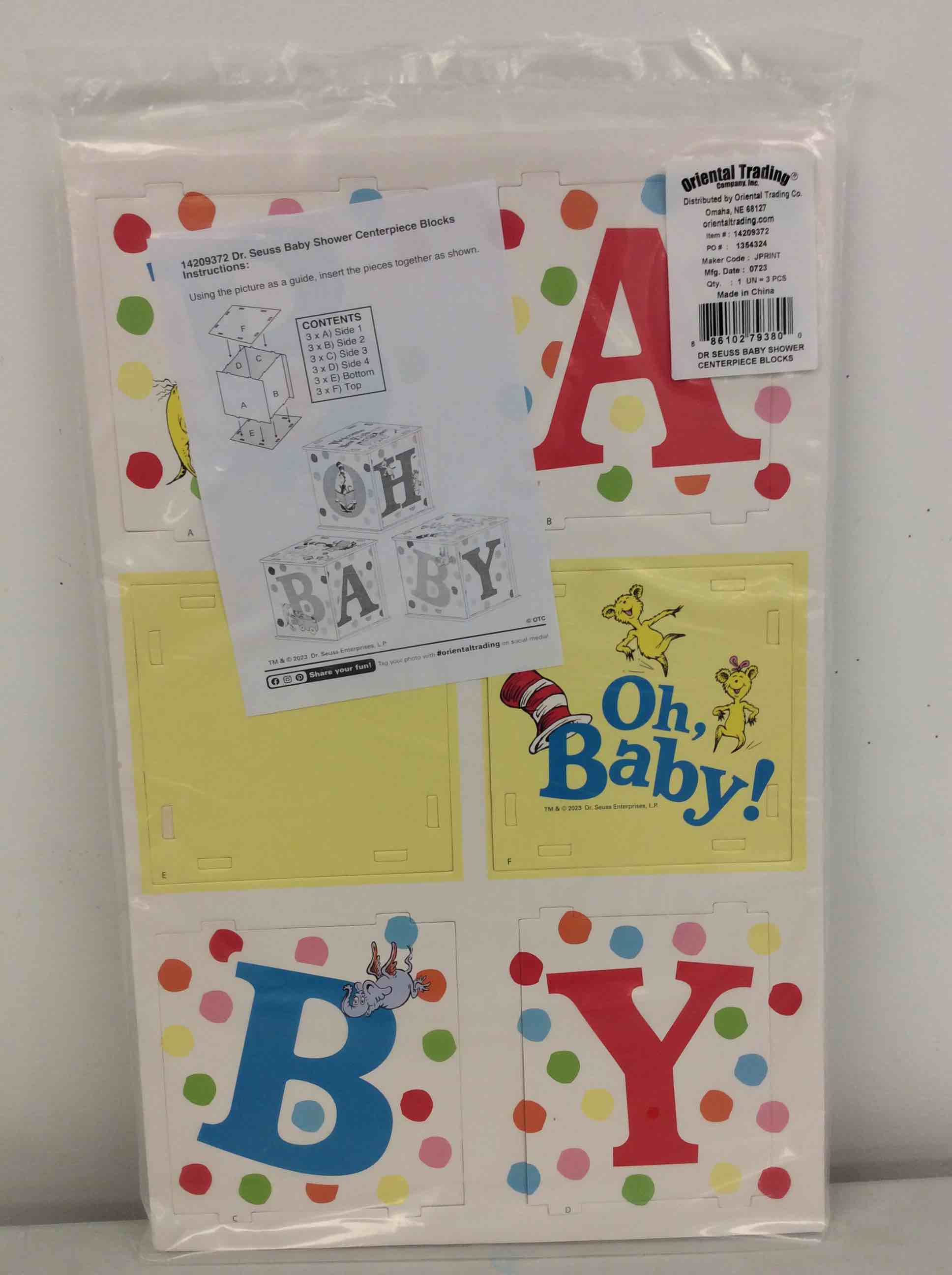 Condition photo showing New/Like New for dr. seuss™ baby shower block centerpiece - 3 pieces
