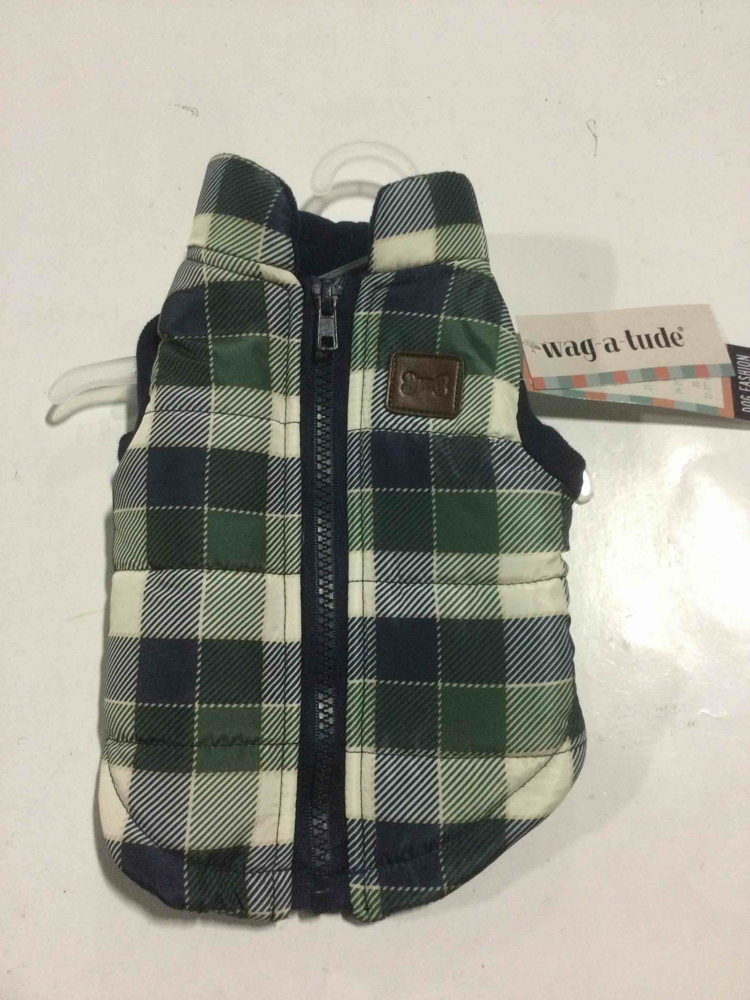 Wagatude Plaid Bomber Dog Jacket Green XS
