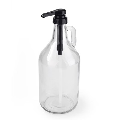 Clear Glass laundry soap fabric softener Pump Dispenser 65oz w/Black Top