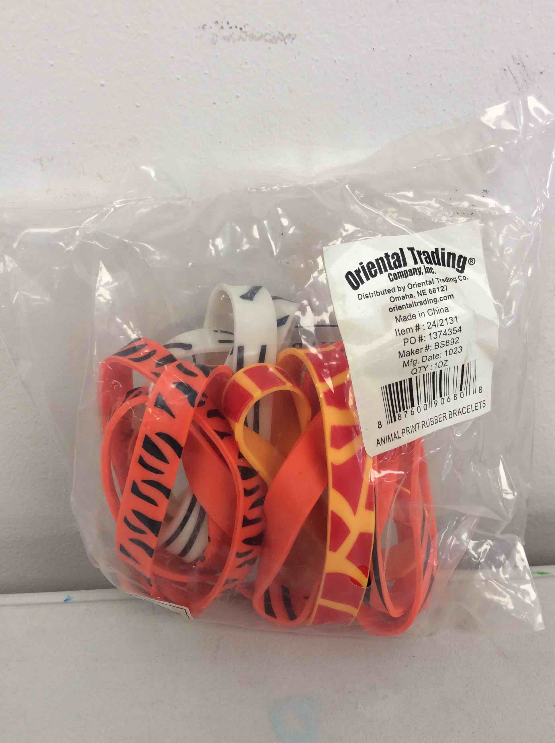 Condition photo showing New/Like New for fun express - animal print rubber bracelets - jewelry - rubber bracelets - vbs vacation bible school supplies/decor - 12 pieces