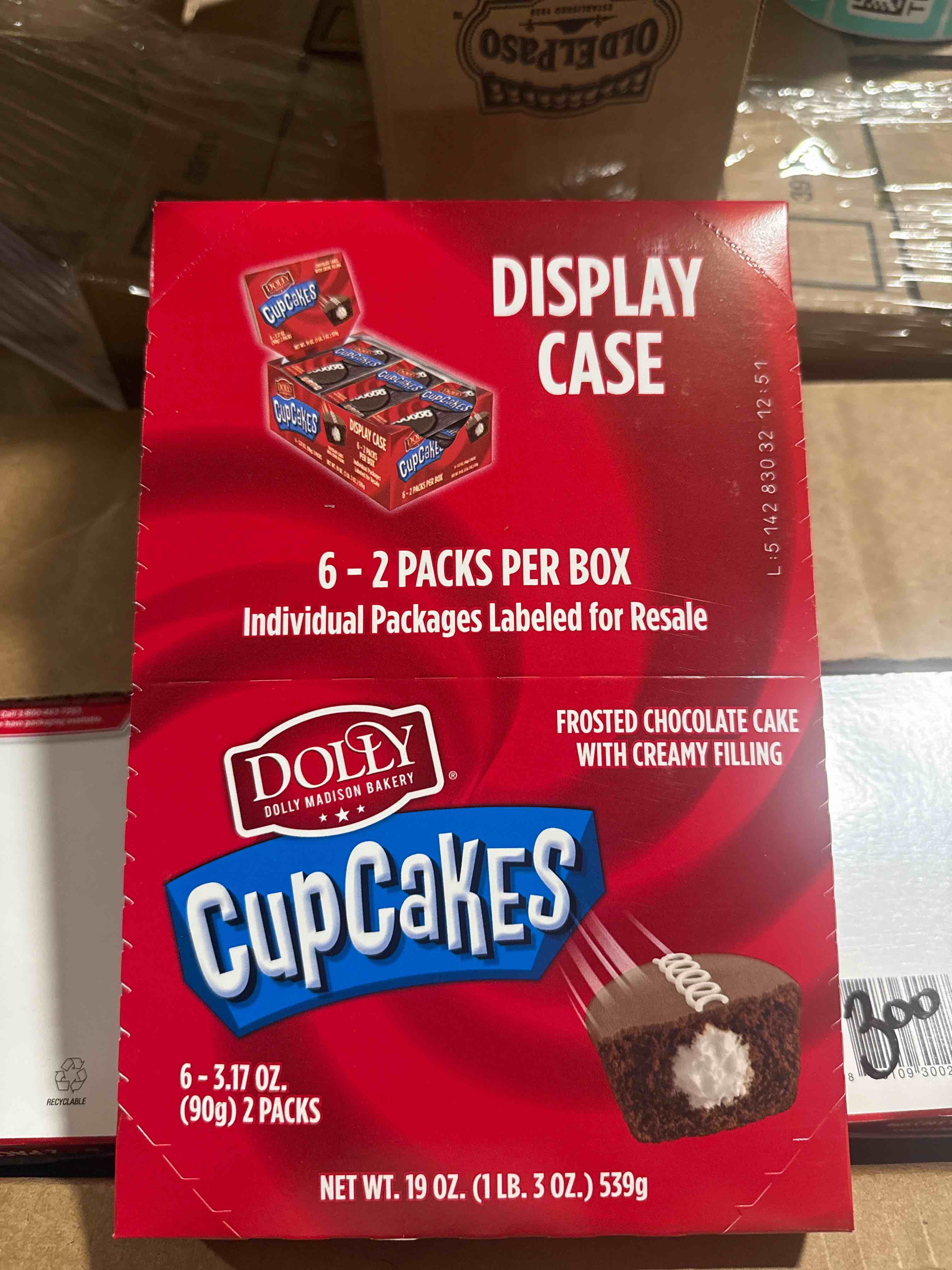 (case of 6)  2 packs Dolly Madison bakery cupcakes