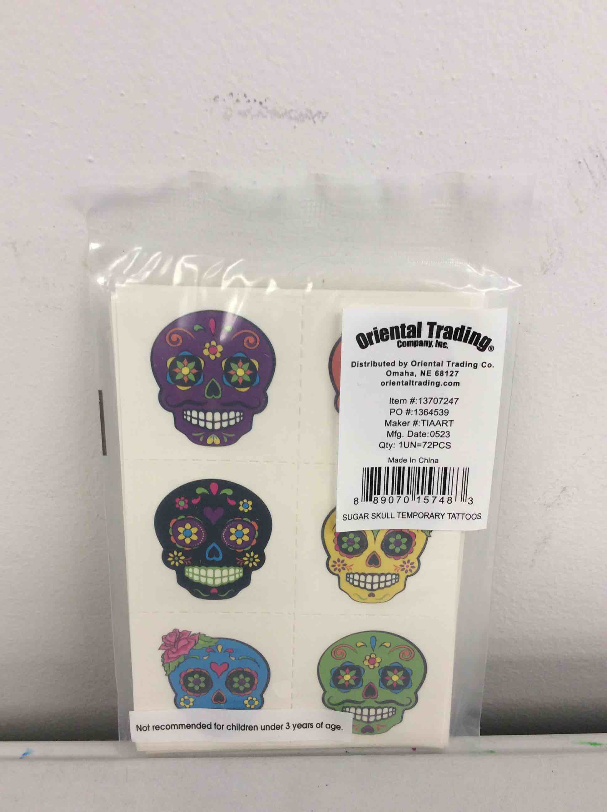 Condition photo showing New/Like New for sugar skull temporary tattoos - day of the day and halloween accessories - 72 pieces