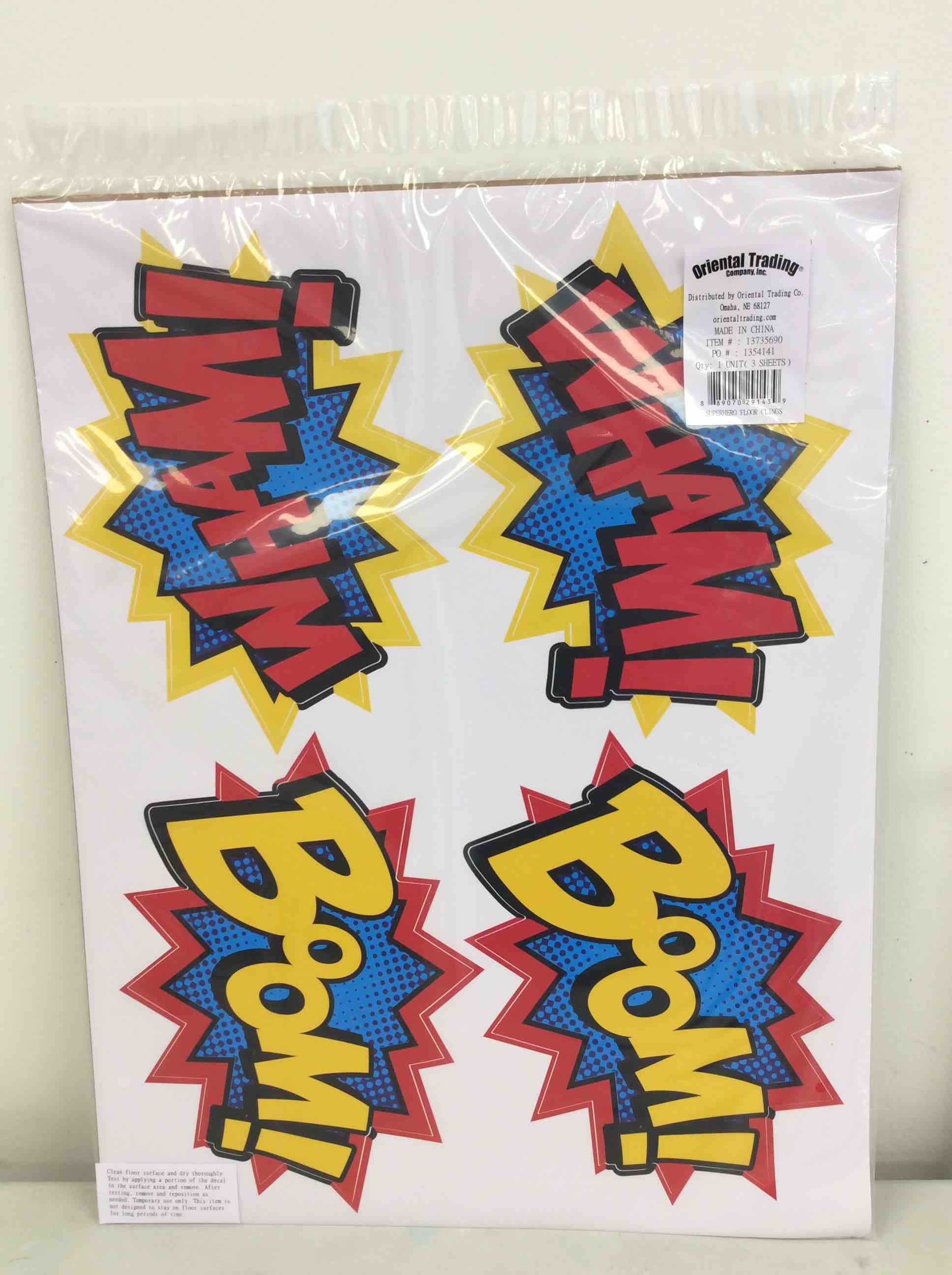 Condition photo showing New/Like New for superhero floor clings - 3 pieces - educational and learning activities for kids