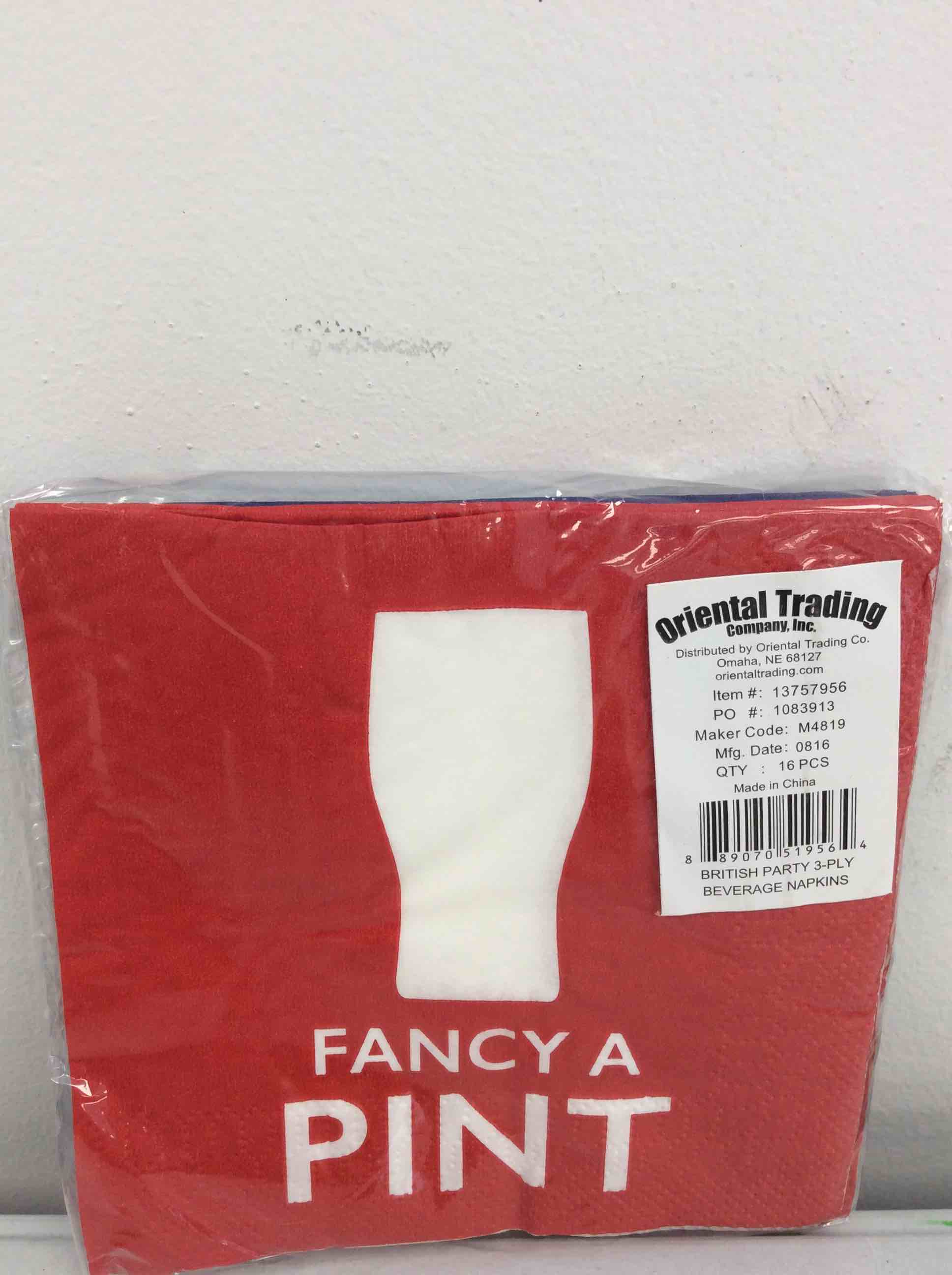 Condition photo showing New/Like New for assorted british party beverage paper napkins - 5" (pack of 16) - perfect for uk themed events