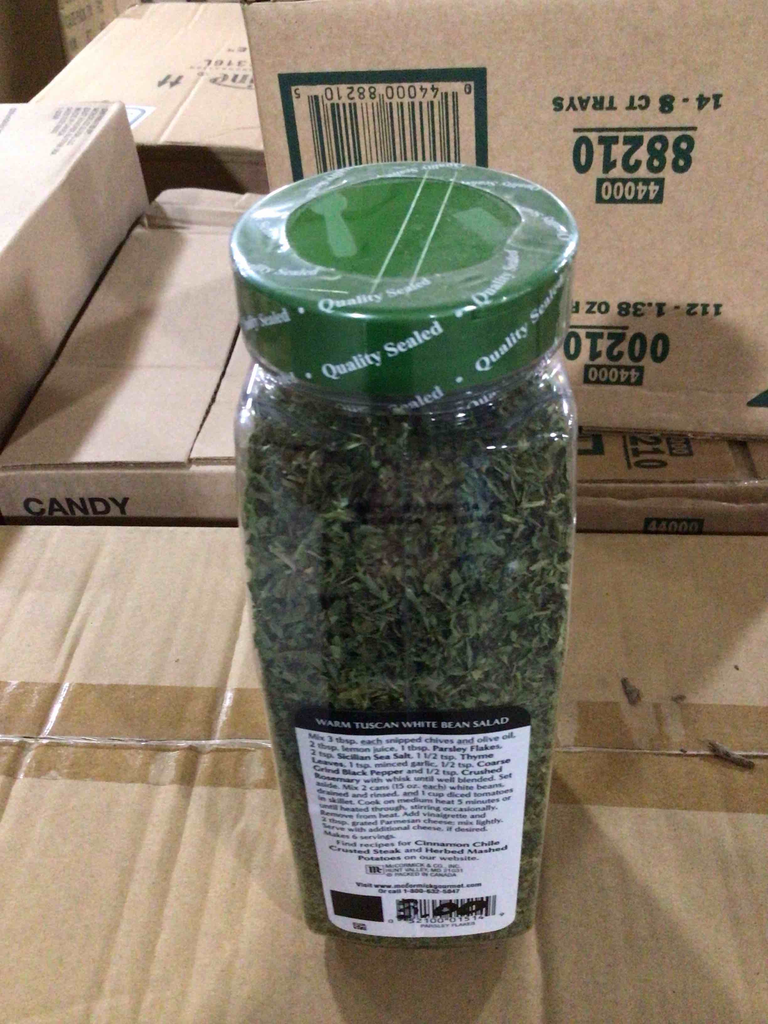 Condition photo showing Brand New for 2.5 ounces parsley flakes, best by, february 2025