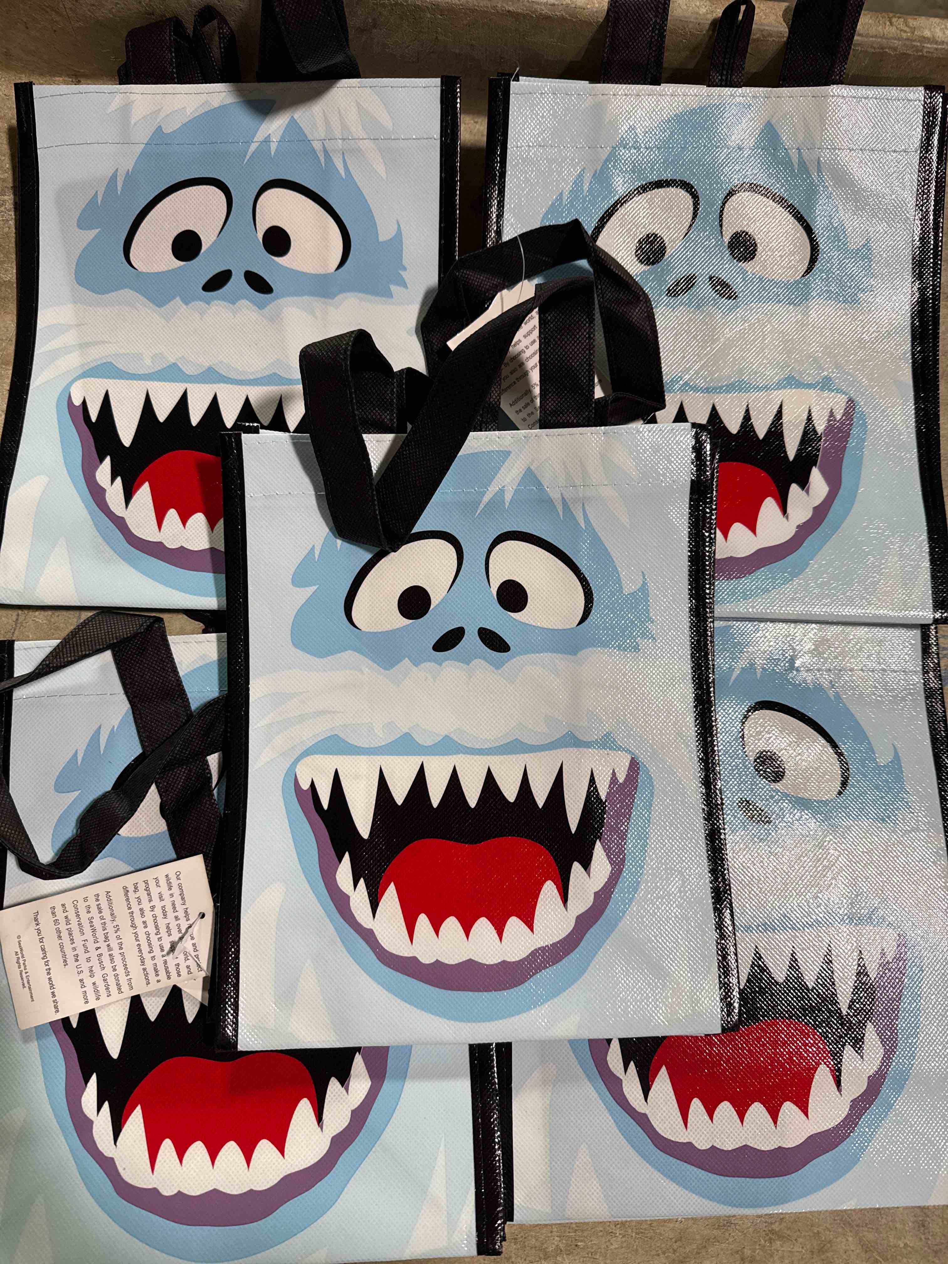 5 pack Rudolph, the red nose, reindeer, reusable bag small